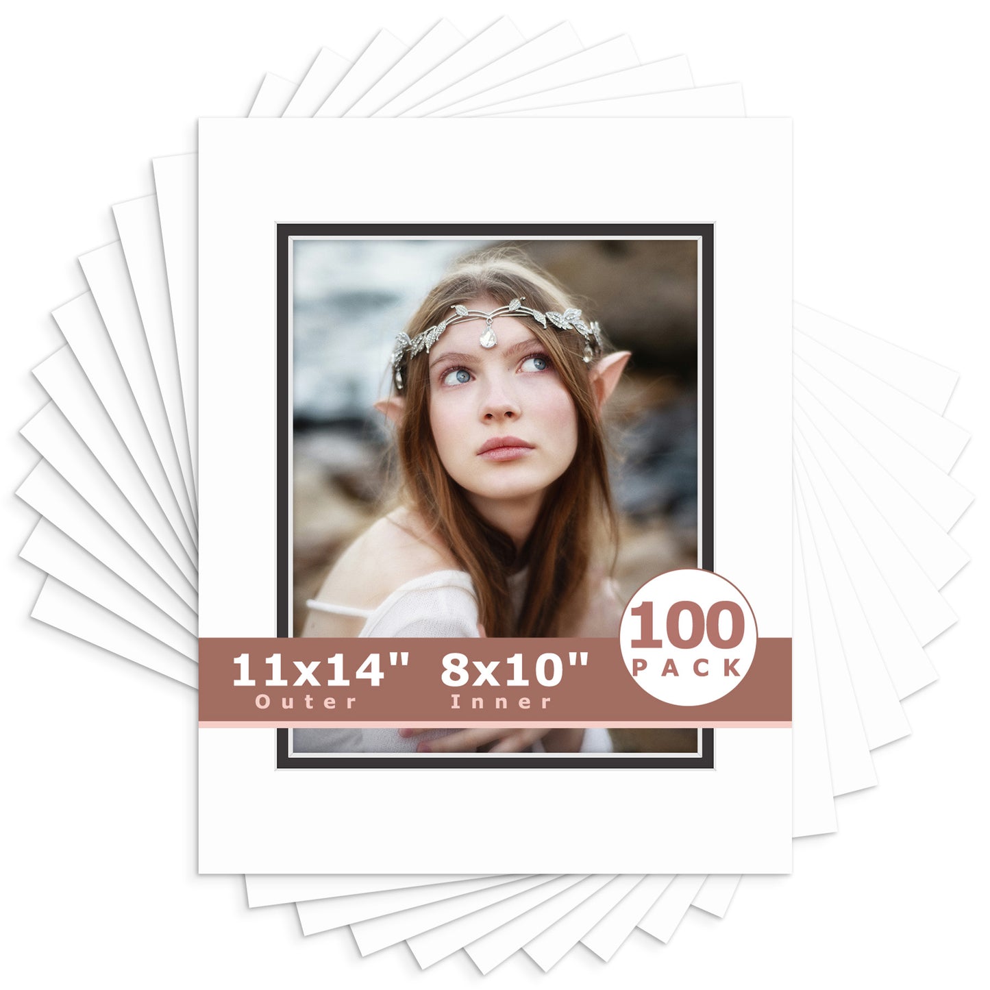 11x14 Double Mat For 8x10 Photos - Pack of 100 White Black