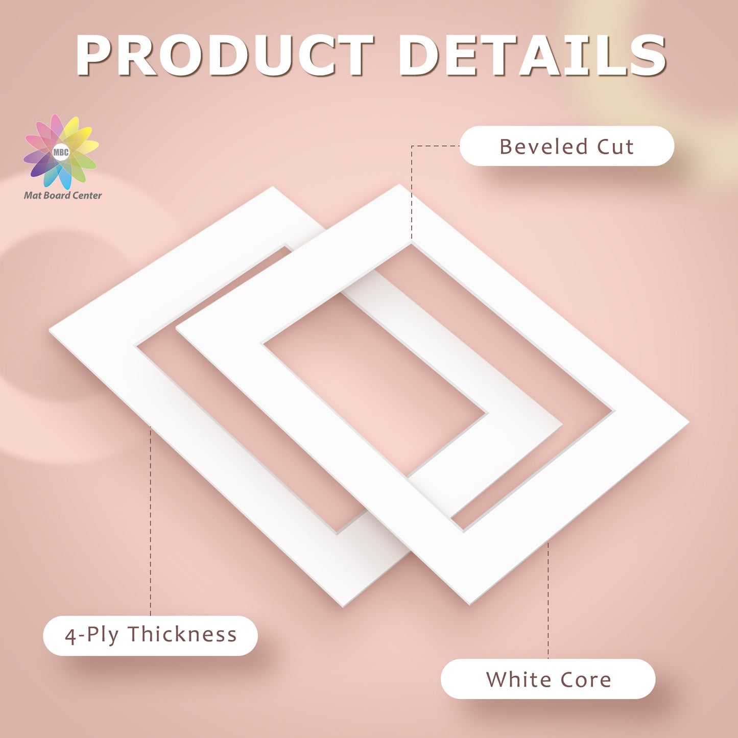 16x20 Whitecore Economy Pre-Cut Mat-Pack of 100