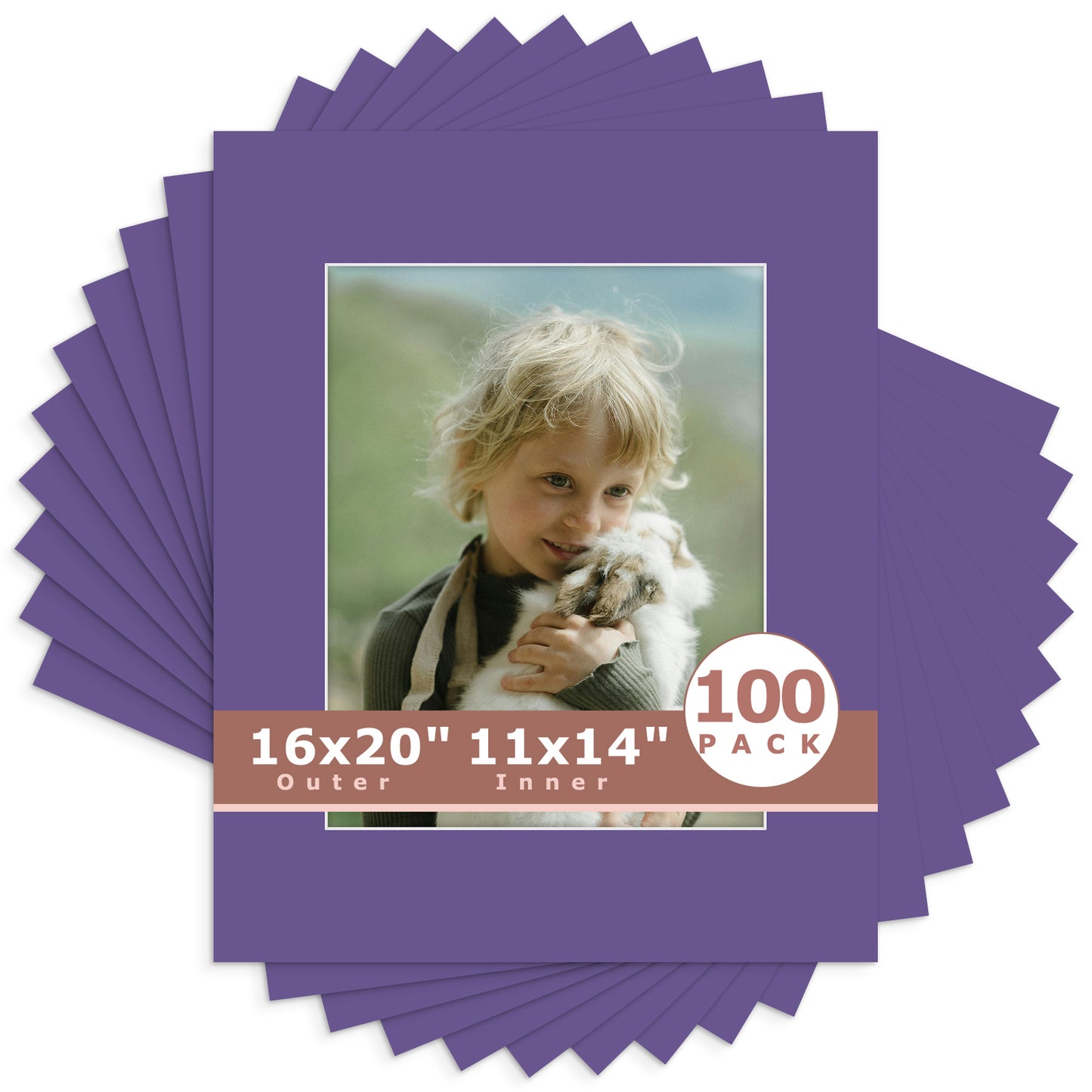16x20 Whitecore Economy Pre-Cut Mat-Pack of 100 11x14 (exact opening 10.5x13.5) N122 African Violet
