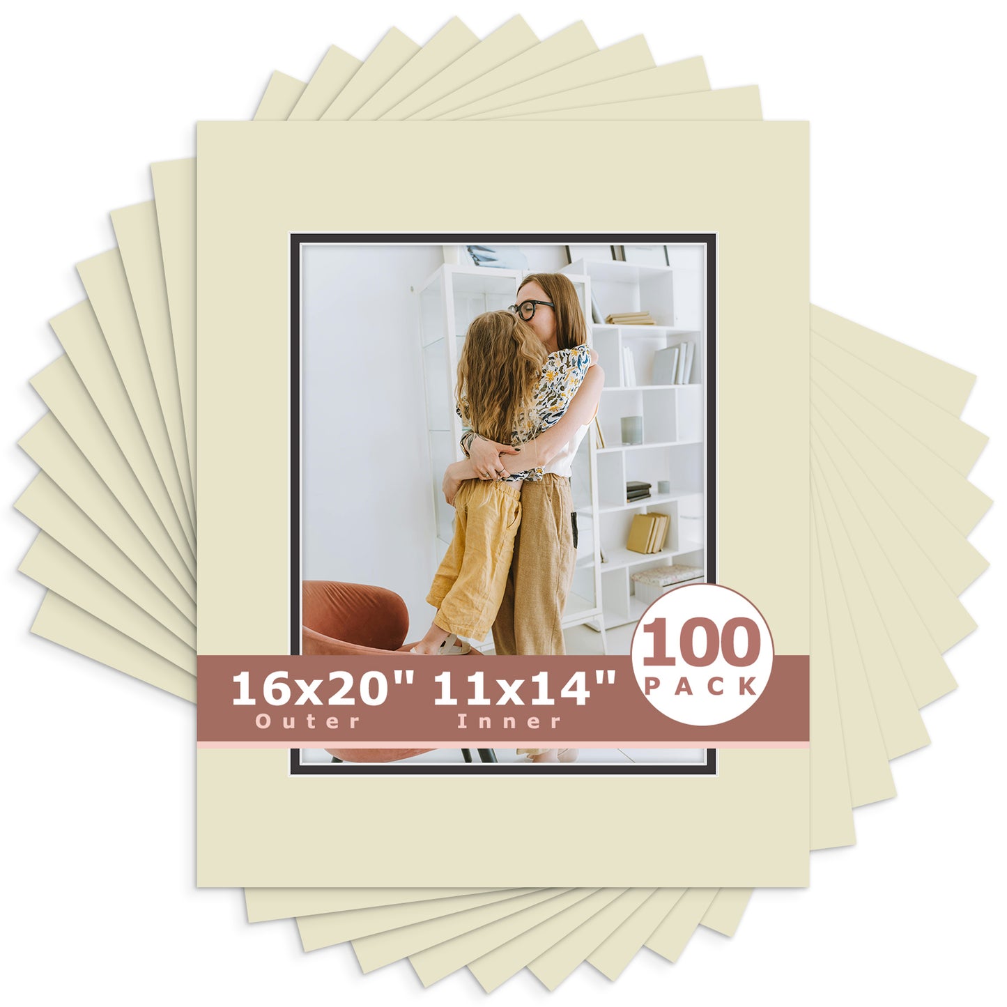 16x20 Economy Pre-Cut Double Mat For 11x14 Photo-Pack of 100 Light Gray Black