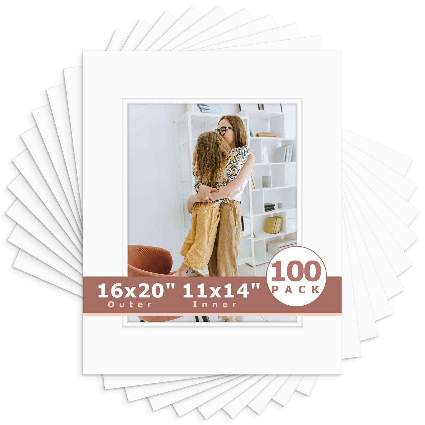 16x20 Economy Pre-Cut Double Mat For 11x14 Photo-Pack of 100 Off White Off White