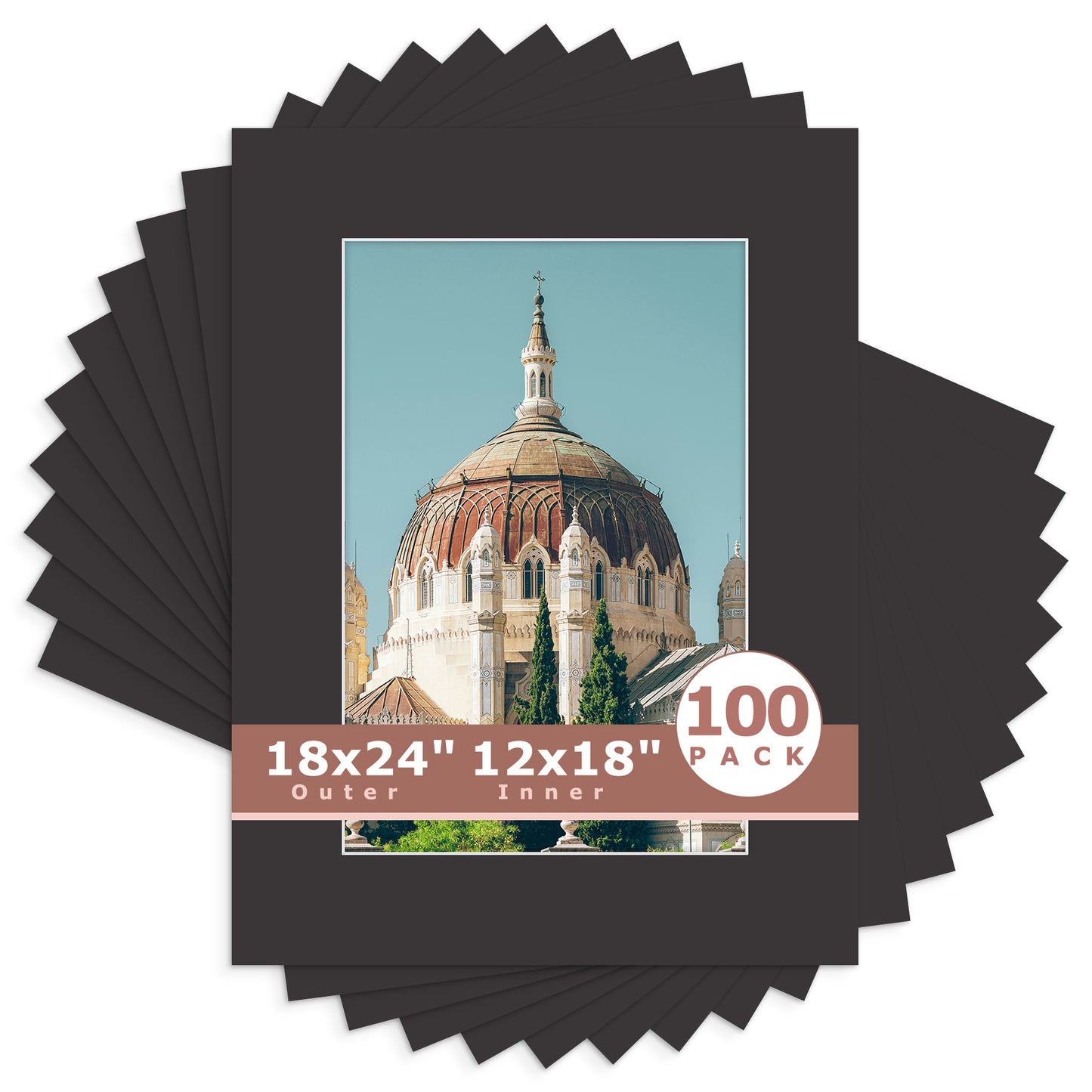 18x24 Economy Pre-Cut Mat Board-Pack of 100 12x18 (11.5x17.5 exact opening) N142 Black