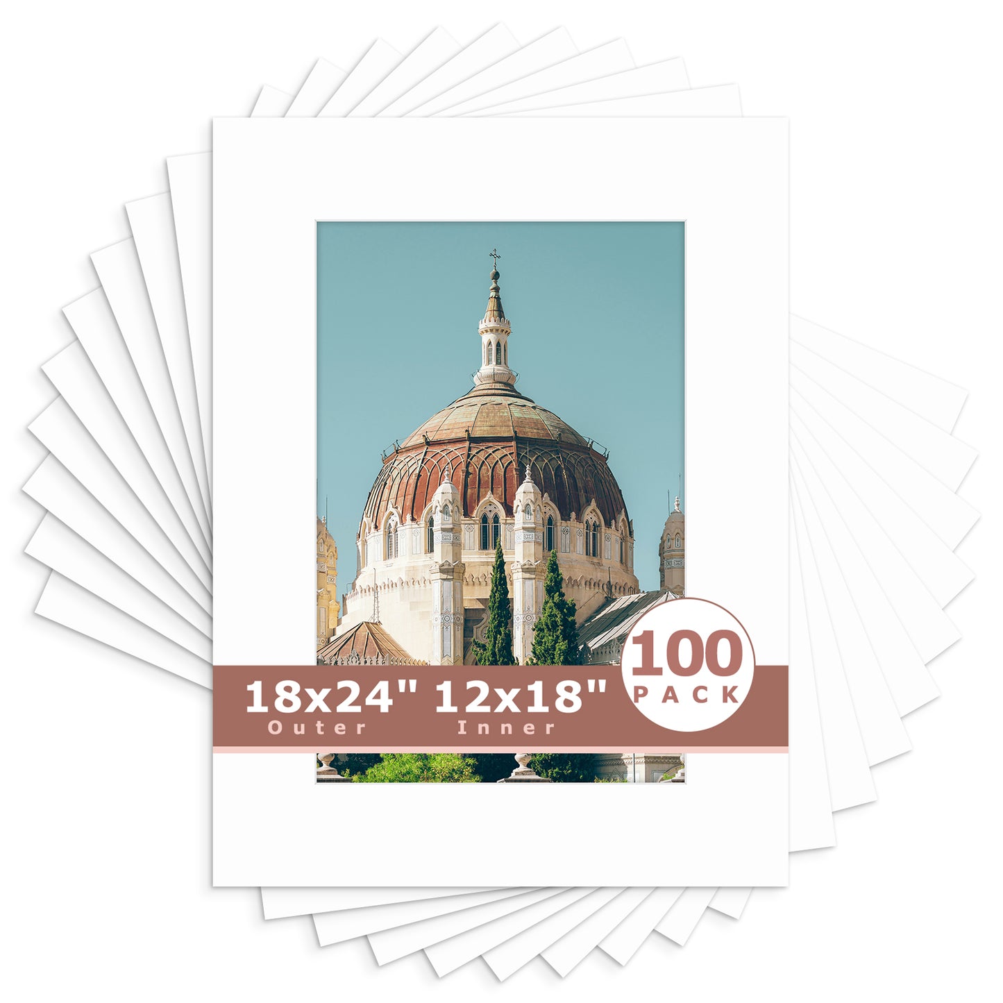 18x24 Economy Pre-Cut Mat Board-Pack of 100 12x18 (11.5x17.5 exact opening) N501 White