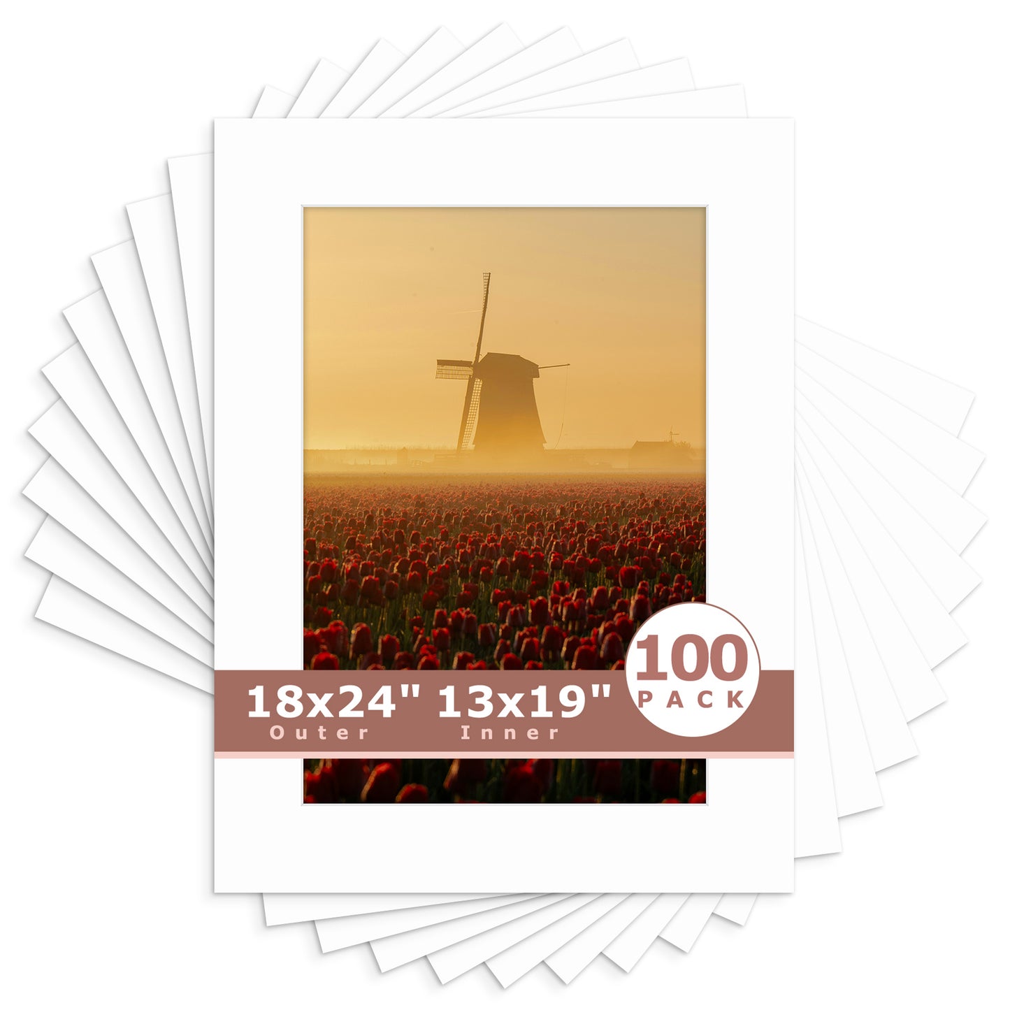 18x24 Economy Pre-Cut Mat Board-Pack of 100 13x19 (12.5x18.5 exact opening) N501 White