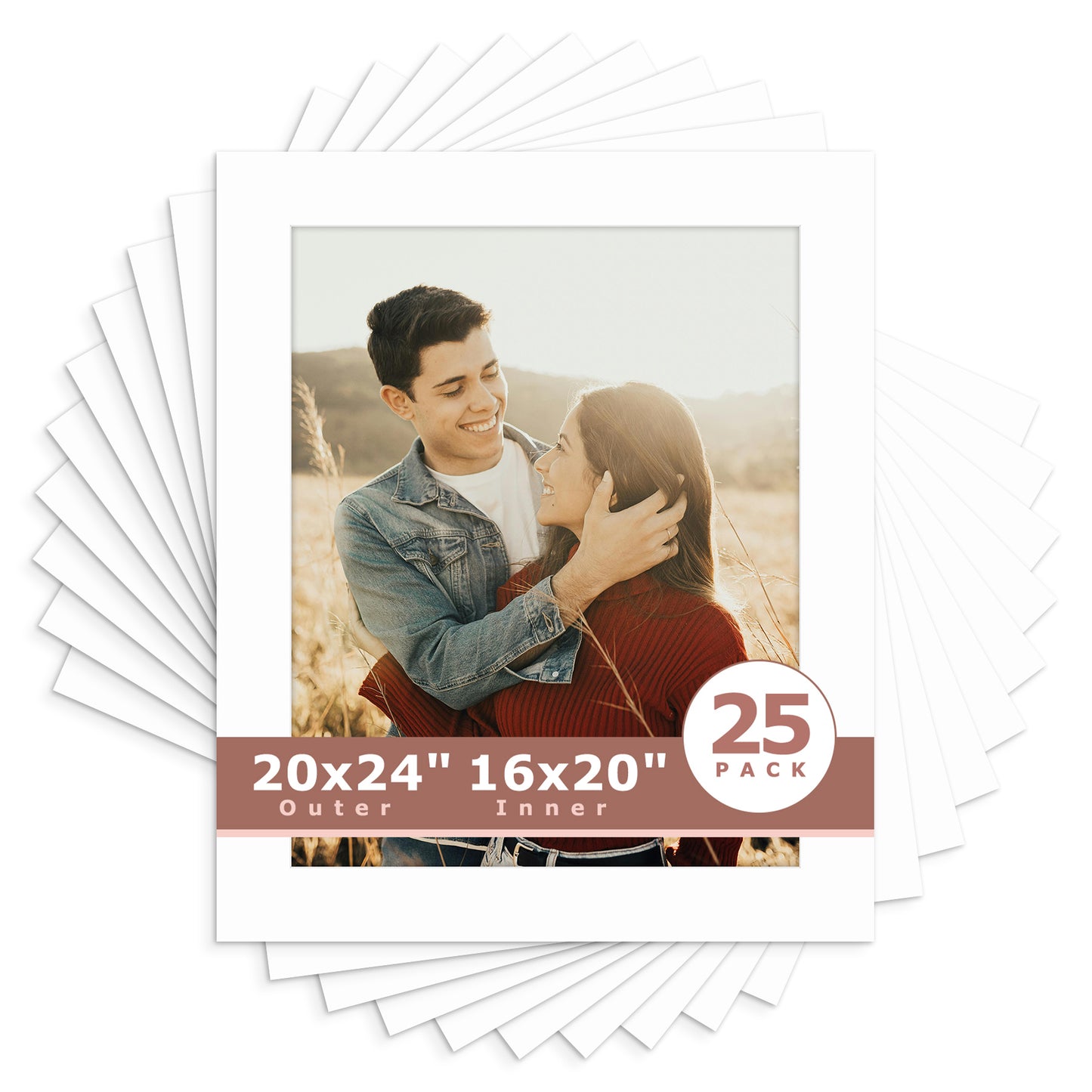 20x24 Whitecore Pre-Cut Mat Board for 16x20 Photo- Pack of 25 N501 White