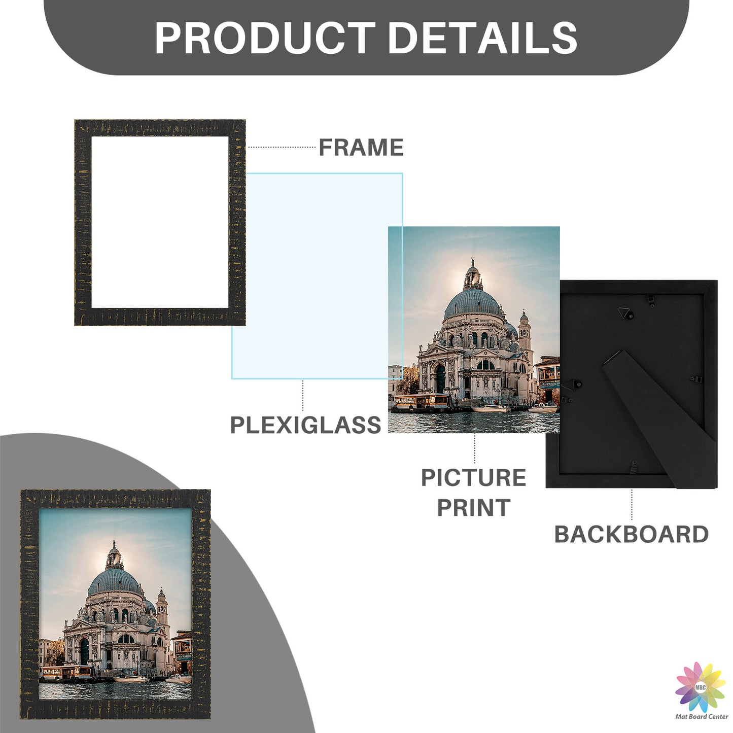 8x10 Wood Frame with Plexiglass (10 Pcs Per Box)