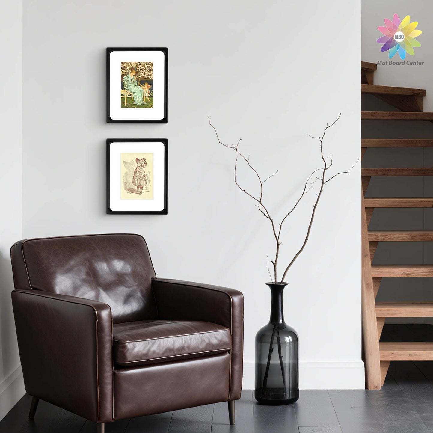 Clearance Rounded Corner 8x10 Wood Frame For 5x7 Photos With White Mat and Real Glass Black (6 Pcs Per Box)