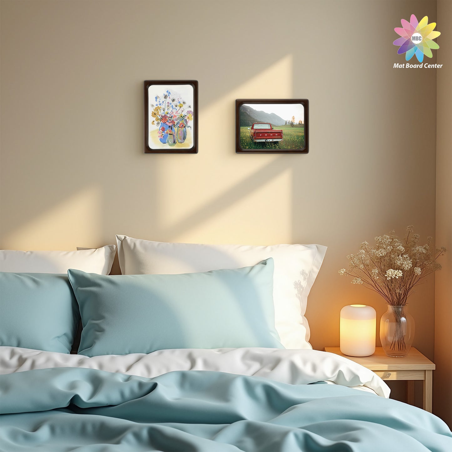 Rounded Corner 5x7 Wood Frame For 4x6 Photos With White Mat and Real Glass Brown (6 Pcs per Box)
