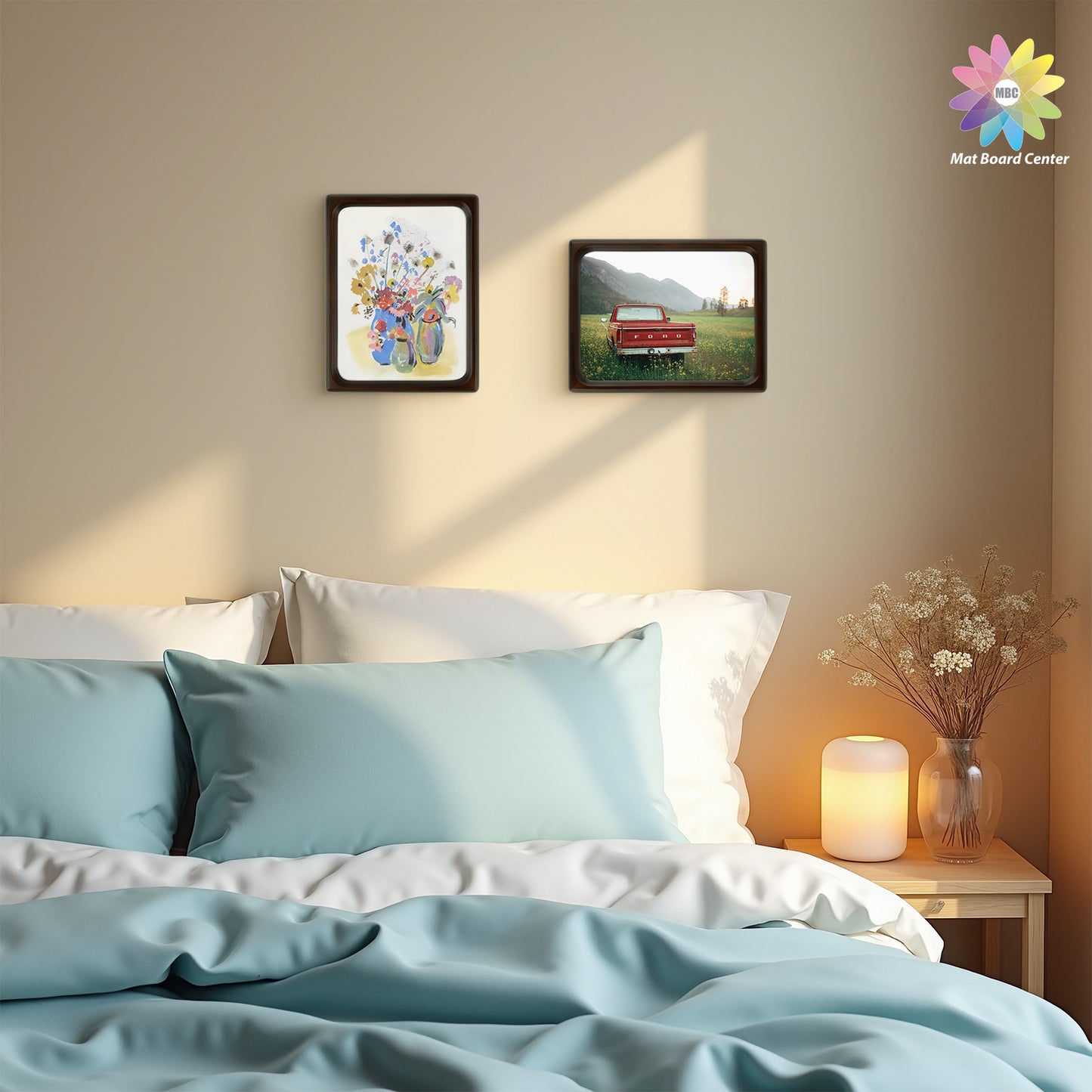 Rounded Corner 6x8 Wood Frame For 5x7 Photos With White Mat and Real Glass Brown (6 Pcs per Box)