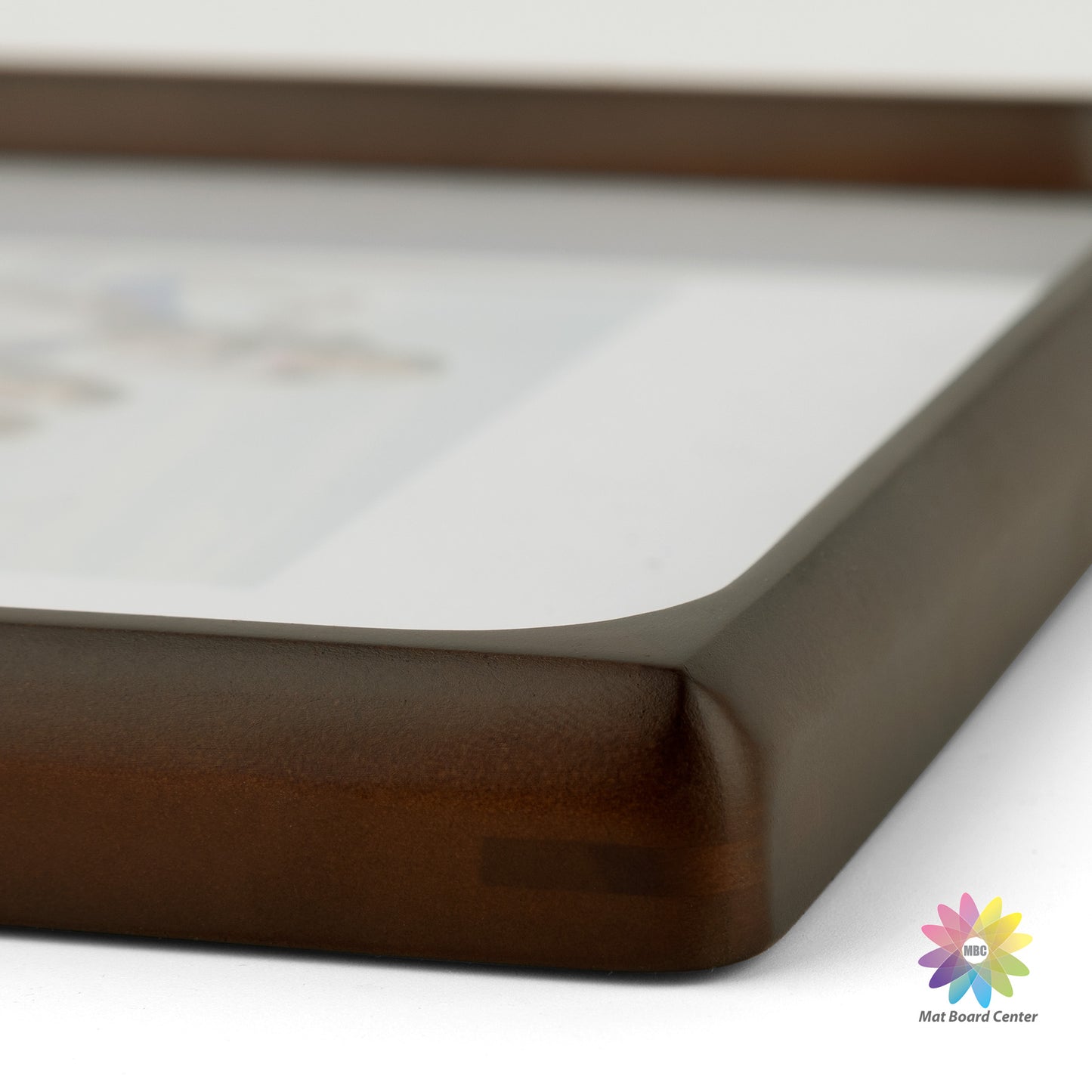 Rounded Corner 6x8 Wood Frame For 5x7 Photos With White Mat and Real Glass Brown (6 Pcs per Box)