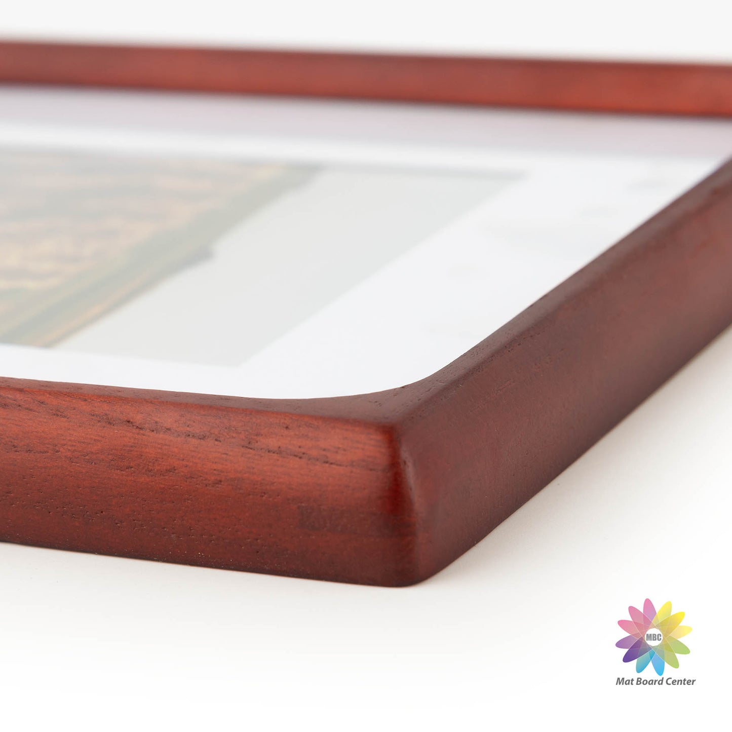 Clearance Rounded Corner 11x14 Picture Frame For 8x10 Photos With White Mat and Real Glass Mahogany (6 Pcs Per Box)