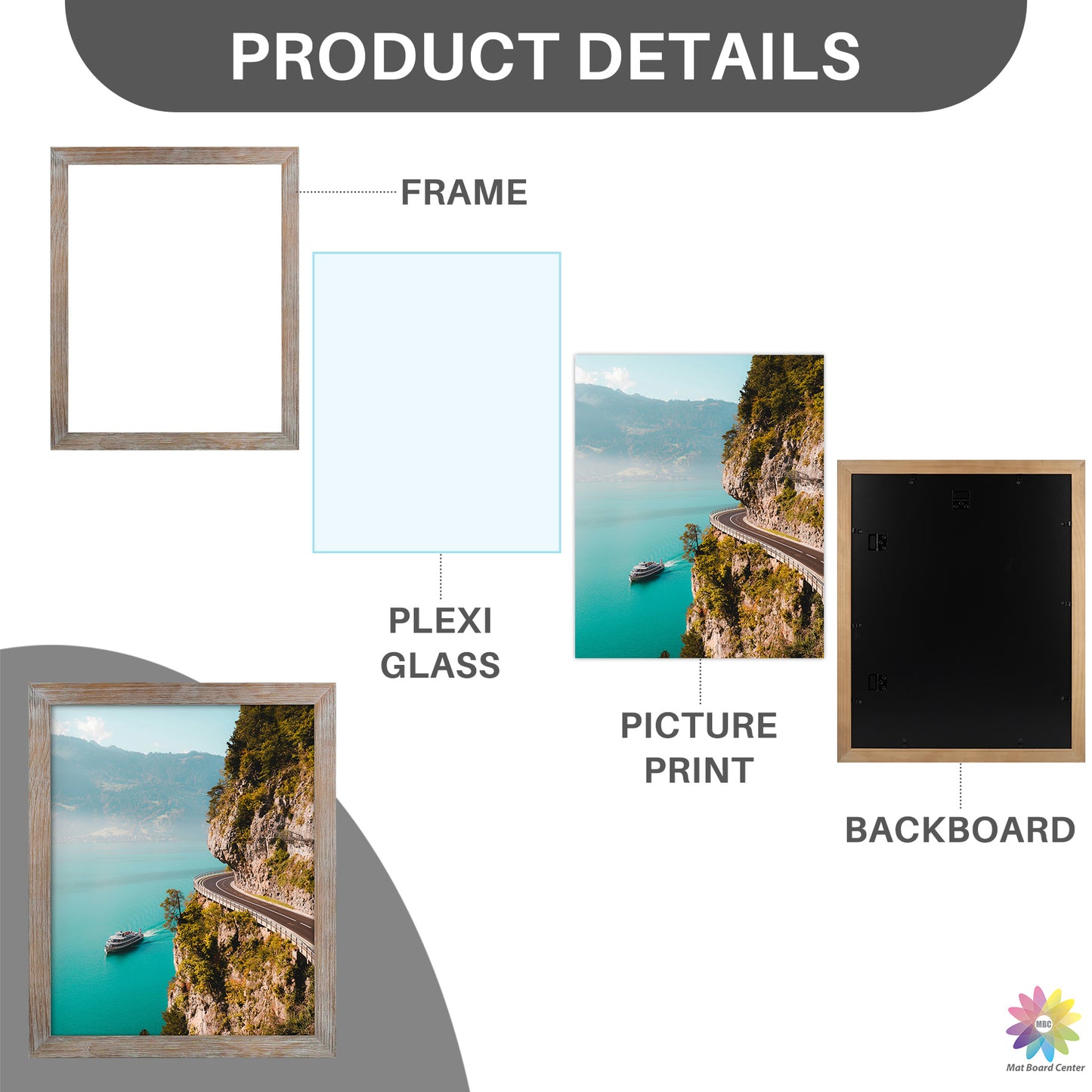 Clearance 16x20 Poster Frame with Plexiglass Rustic Grey (6 Pcs Per Box)