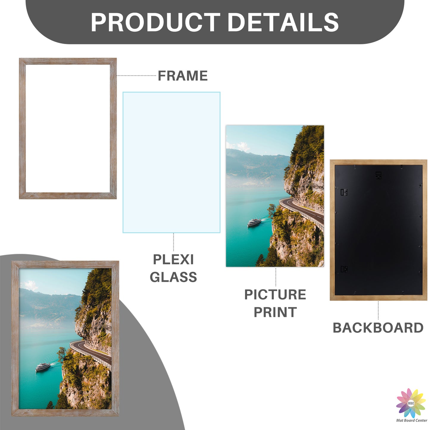 Clearance 16x24 Poster Frame with Plexiglass Rustic Grey (6 Pcs Per Box)