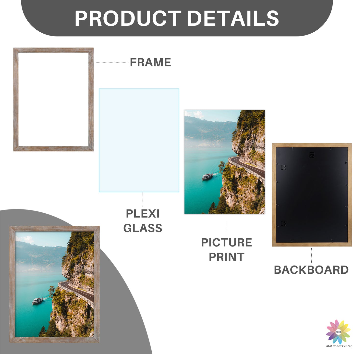 Clearance 18x24 Poster Frame with Plexiglass Rustic Grey (6 Pcs Per Box)