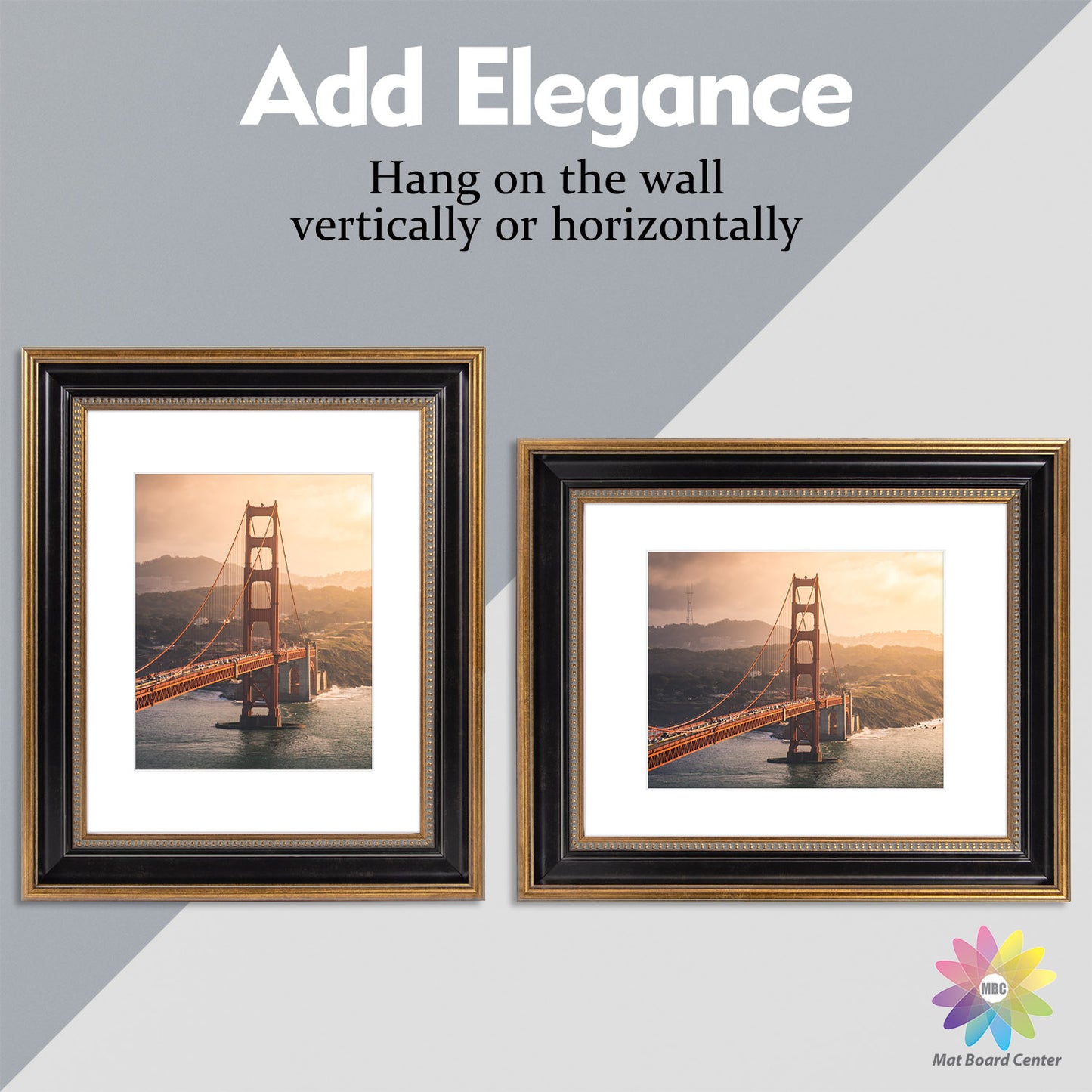 11x14 Photo Frame with White Mat for 8x10 Picture Ornate Gold/Black (10 Pcs Per Box)