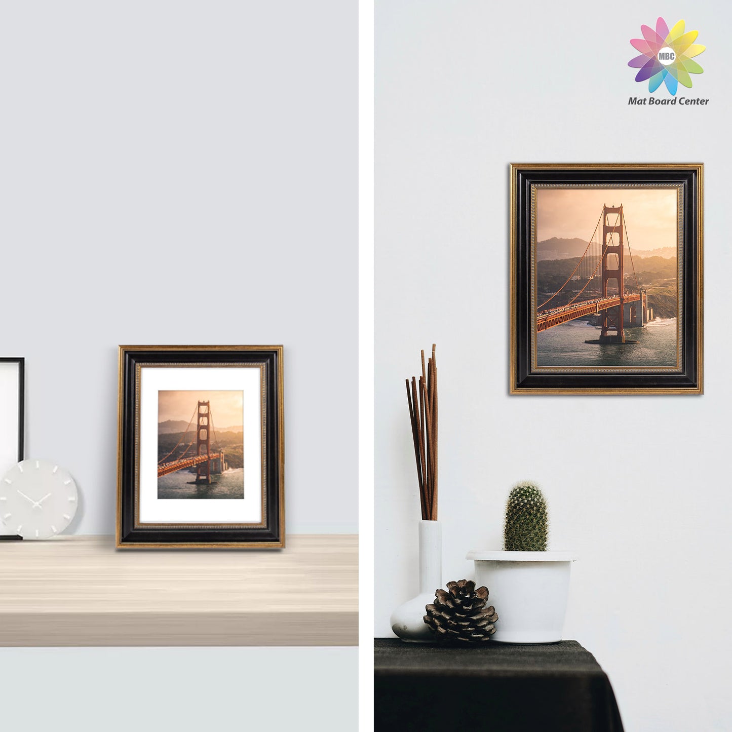 11x14 Photo Frame with White Mat for 8x10 Picture Ornate Gold/Black (10 Pcs Per Box)