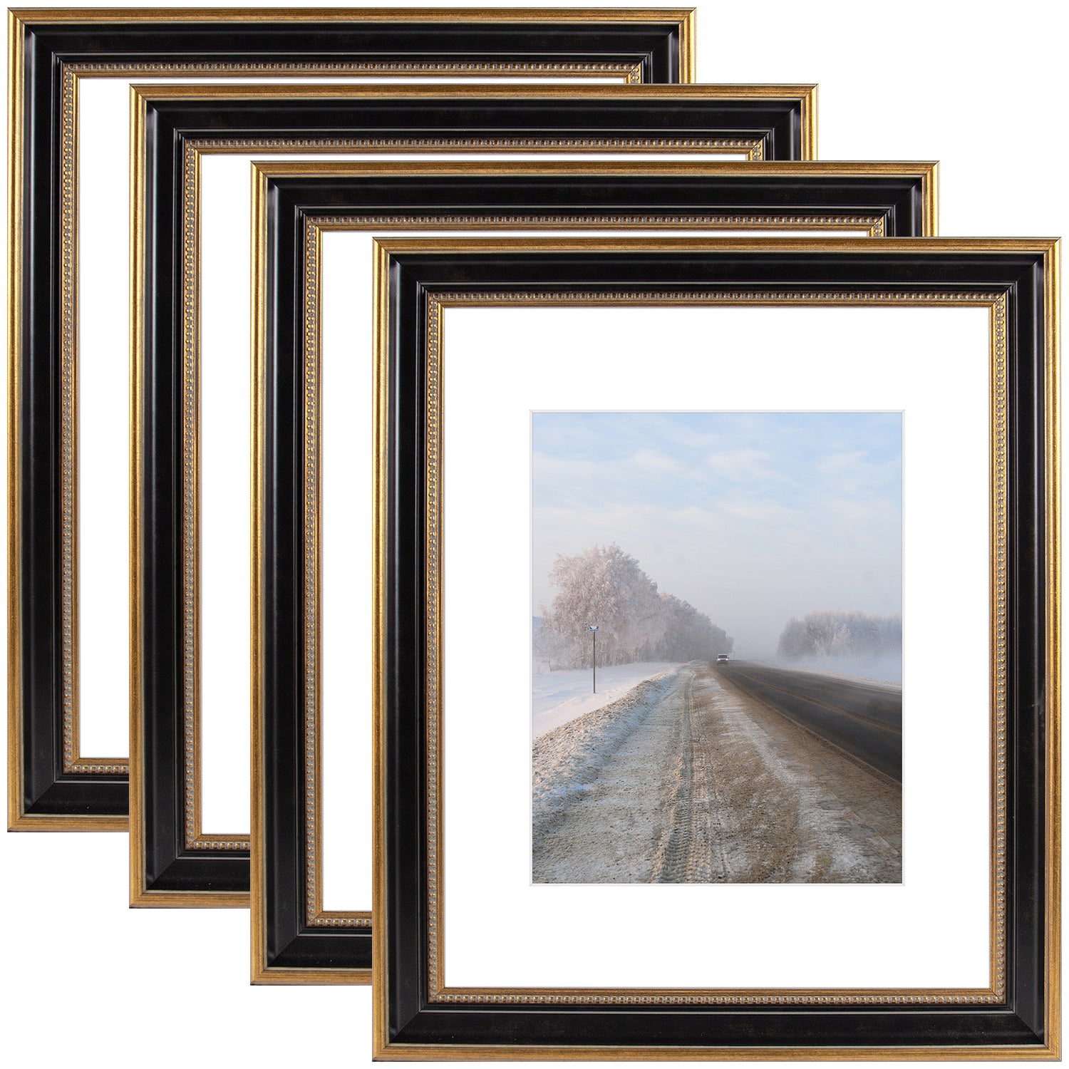 16x20 Photo Frame with White Mat for 11x14 Picture Ornate Gold/Black (4 Pcs Per Box)