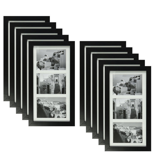 7x14 Collage Picture Frames for Three 4x6 Pictures Wood Frame(10 Pcs per Box) Black