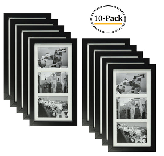 7x14 Collage Picture Frames for Three 4x6 Pictures Wood Frame(10 Pcs per Box) Black