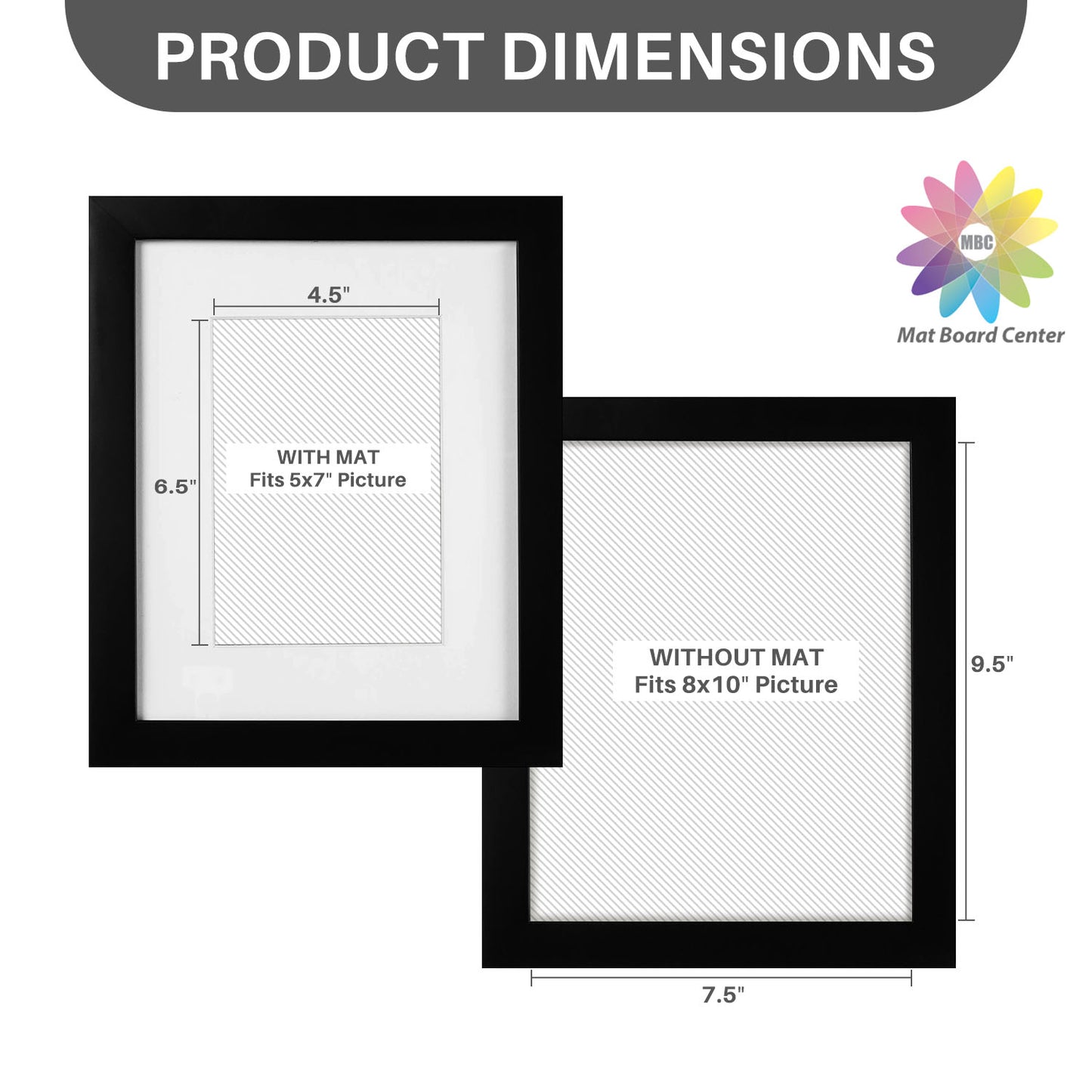 8x10 Wood Frame for 5x7 Picture Black (10 Pcs per Box)