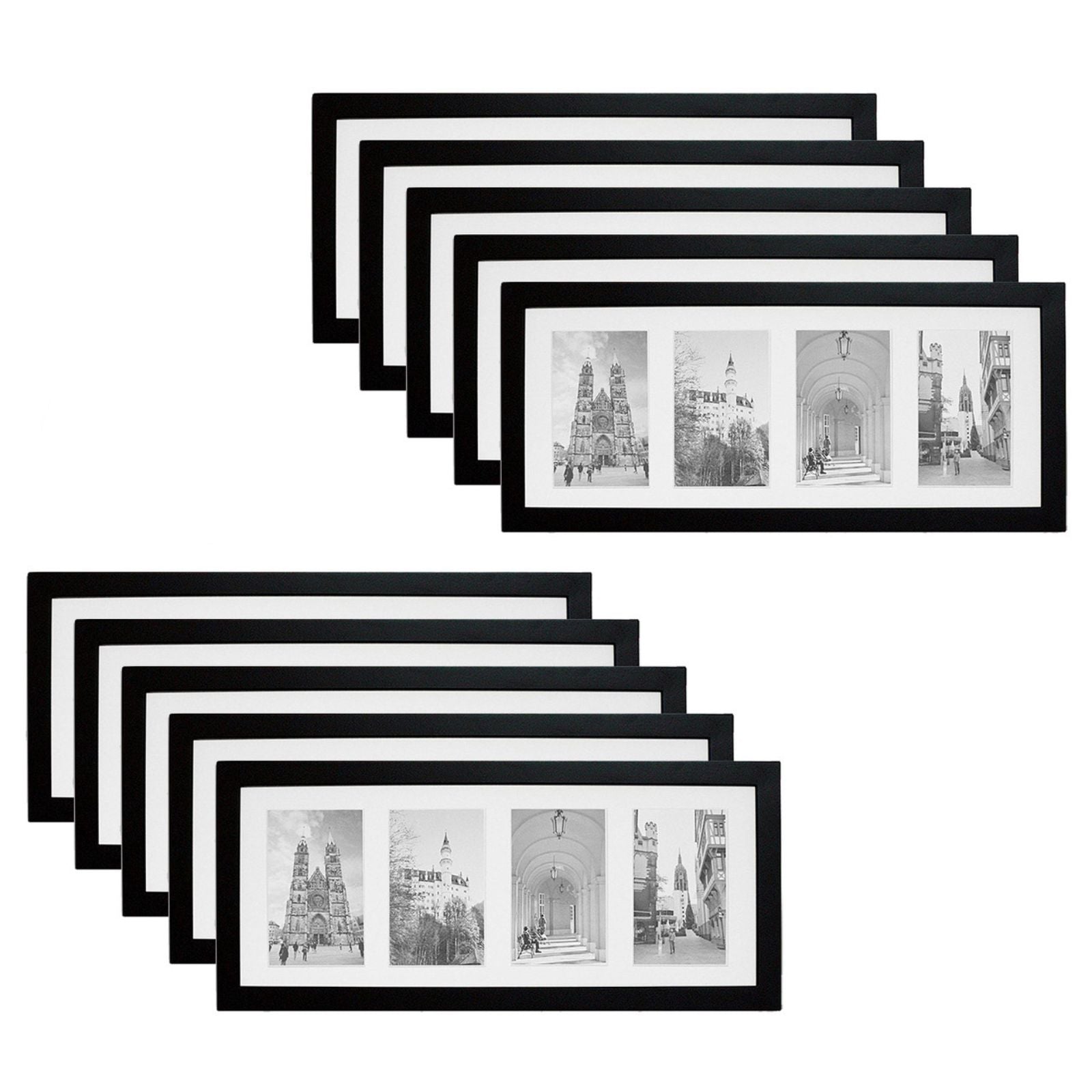 8x20 Collage Picture Frames for Four 4x6 Picture Wood Frame (10 Pcs per Box) Black