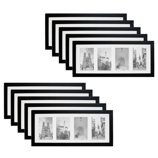 8x20 Collage Picture Frames for Four 4x6 Picture Wood Frame (10 Pcs per Box) Black