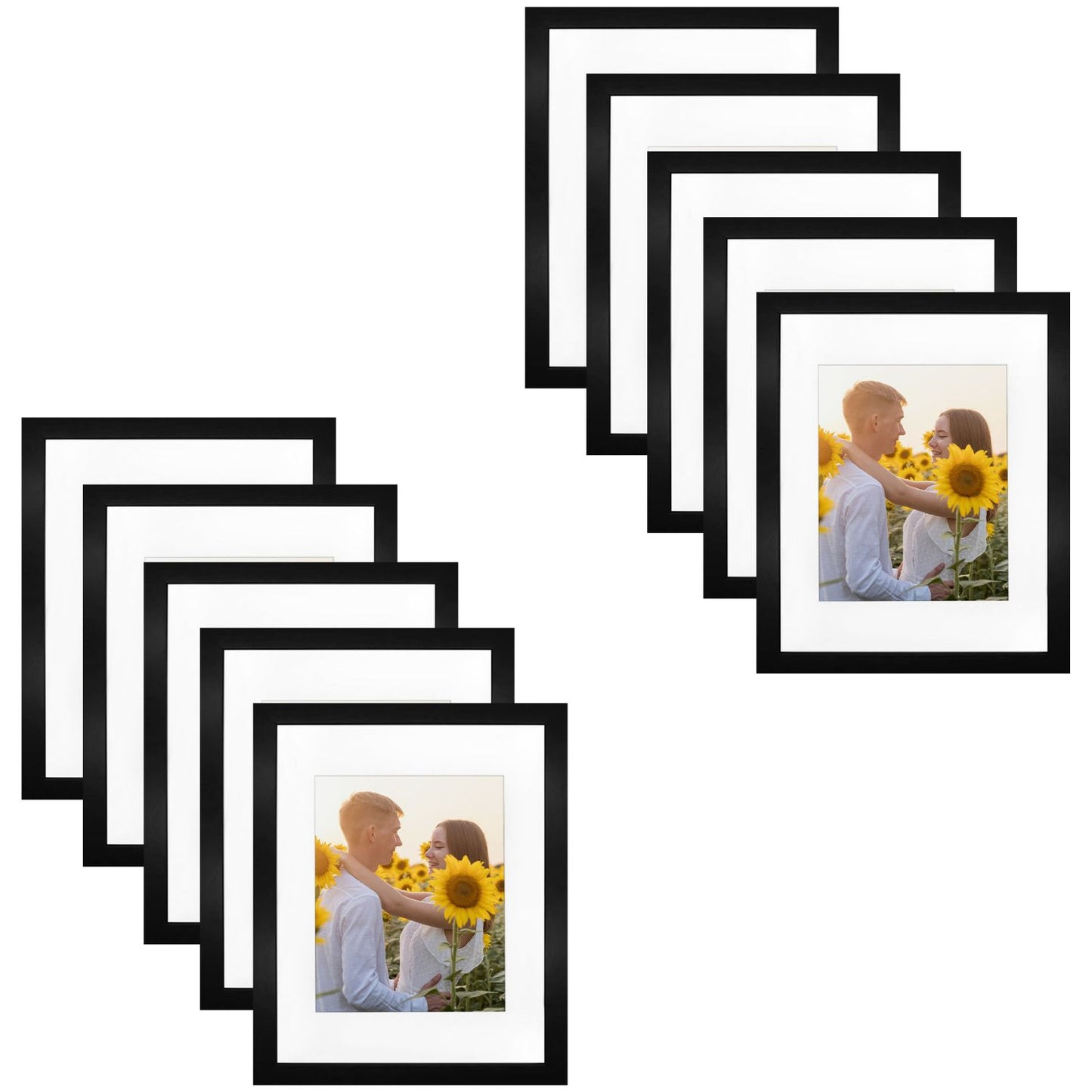 Pack of 10, 11x14 Wood Frame with Mat for 8x10 picture