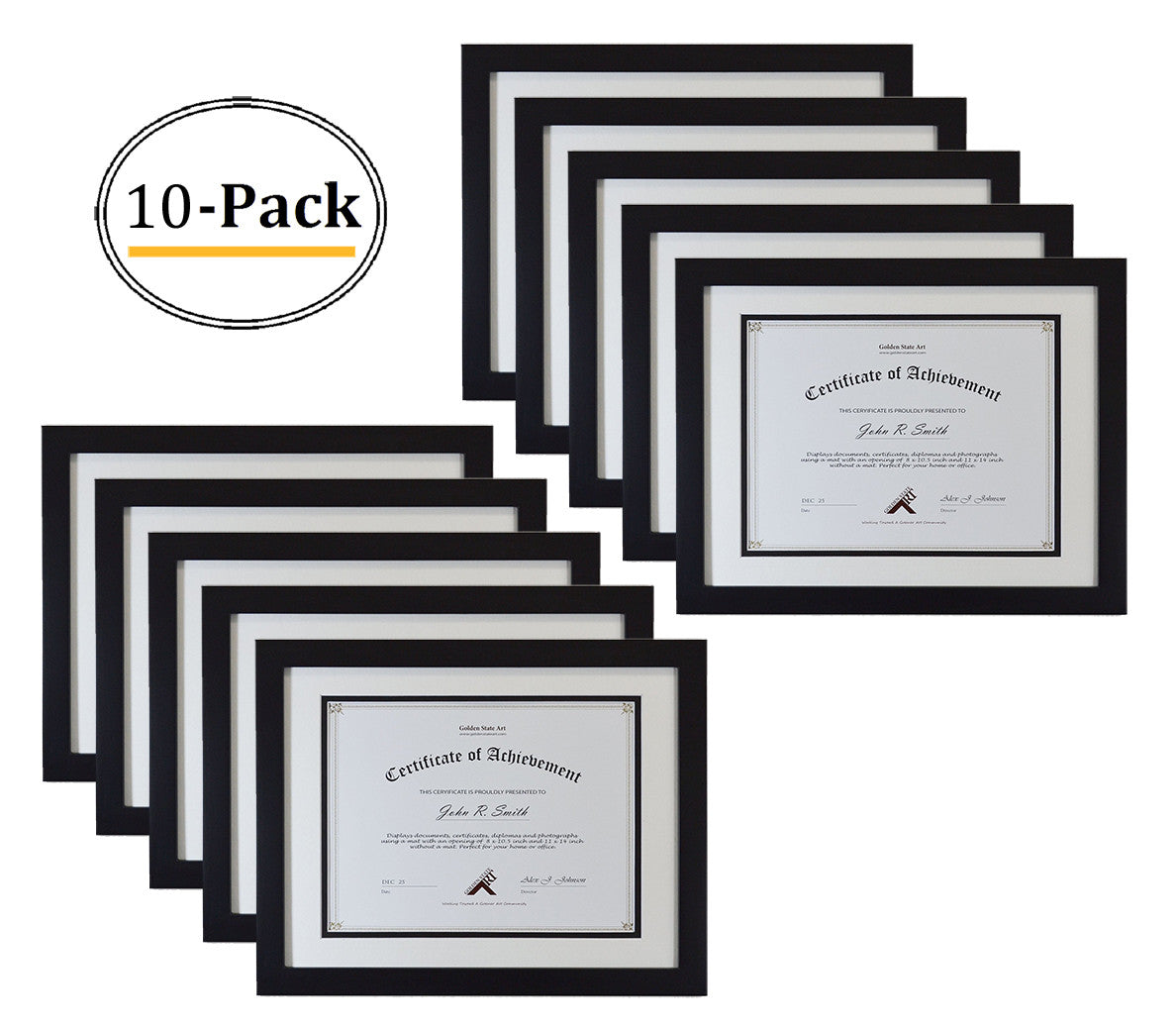 11x14 Wood Frame for 8.5x11 Certificate Diploma Frames (10 Pcs per Box) Black