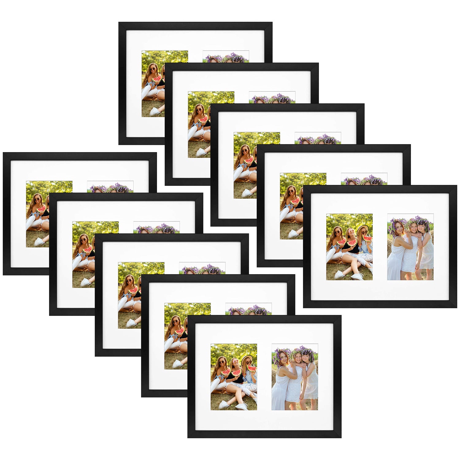 11x14 Collage Picture Frame for Two 5x7 Picture (10 Pcs per Box) Black