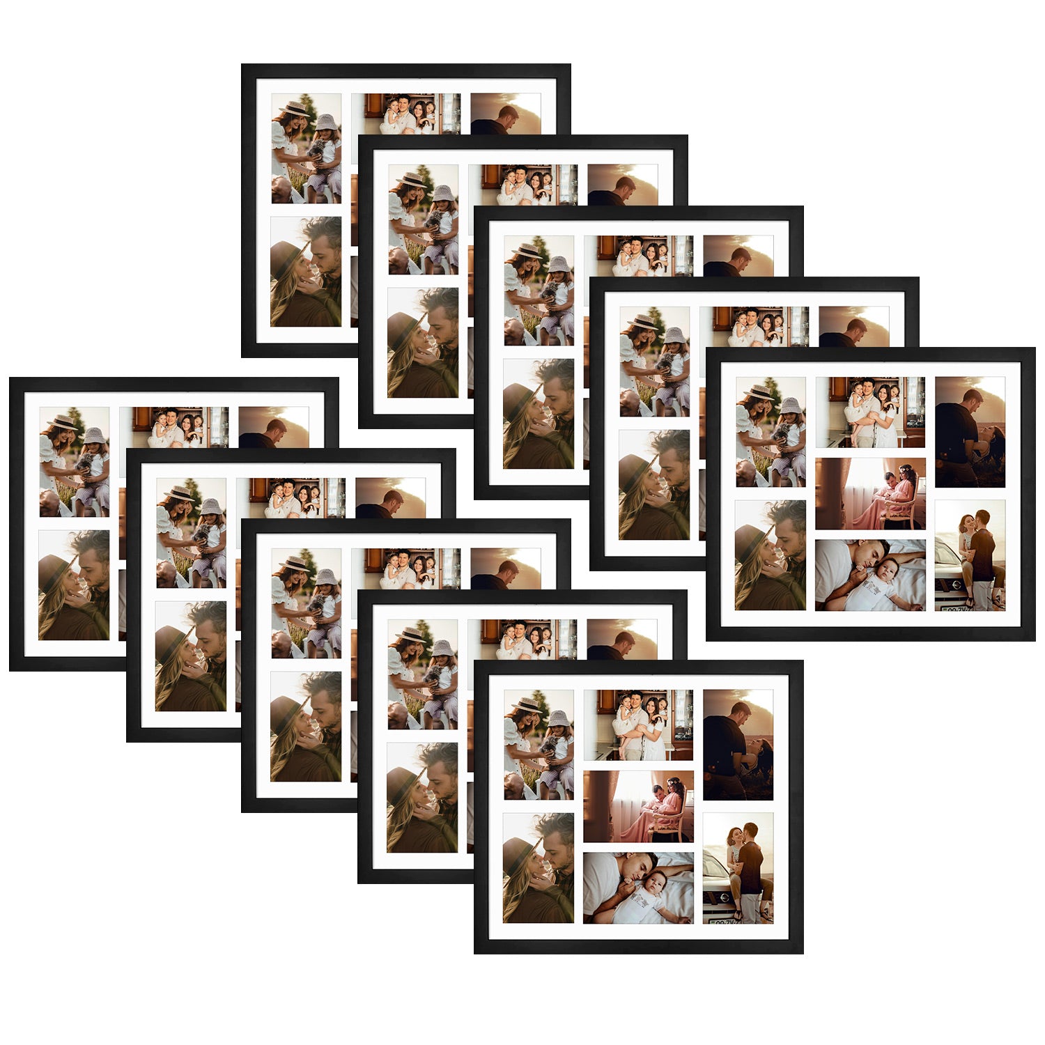 13.7x15.7 Collage Picture Frames for Seven 4x6 Pictures Wood Frames(10 Pcs per Box) Black