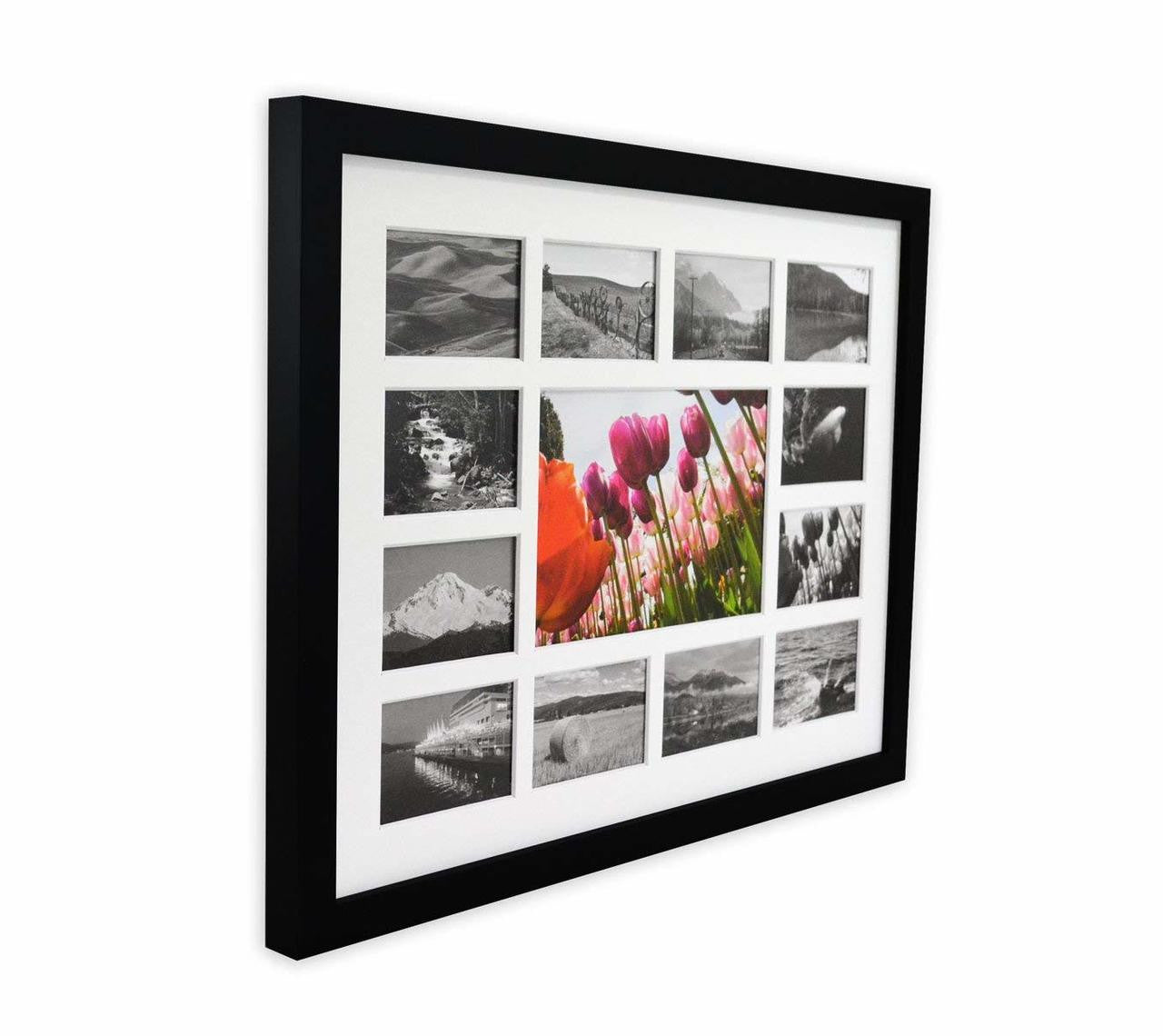 12x16 Collage Picture Frames for One 5x7 and Twelve 2.5x3.75 Picture Wood Frames (8 Pcs per Box)