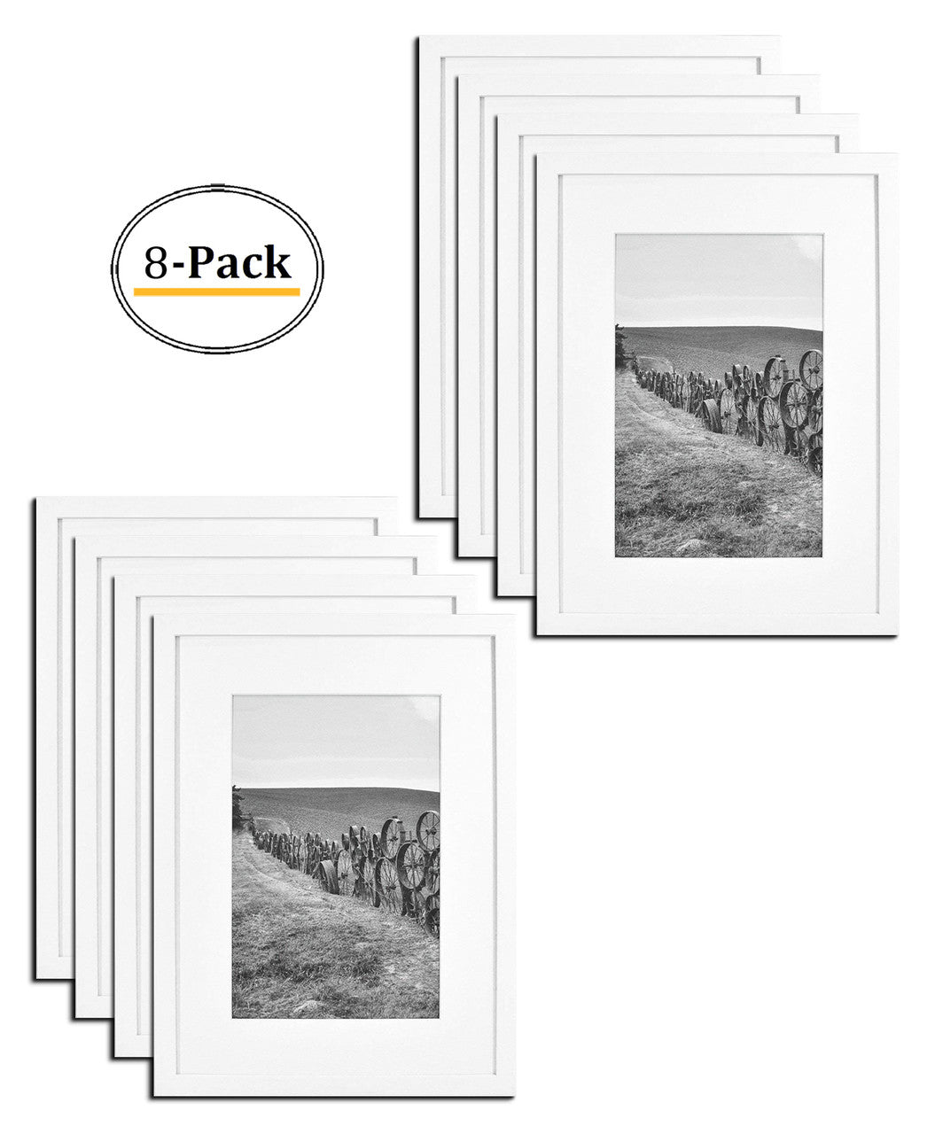 12x16 Wood Frame for 8x12 Picture (8 Pcs per Box) White