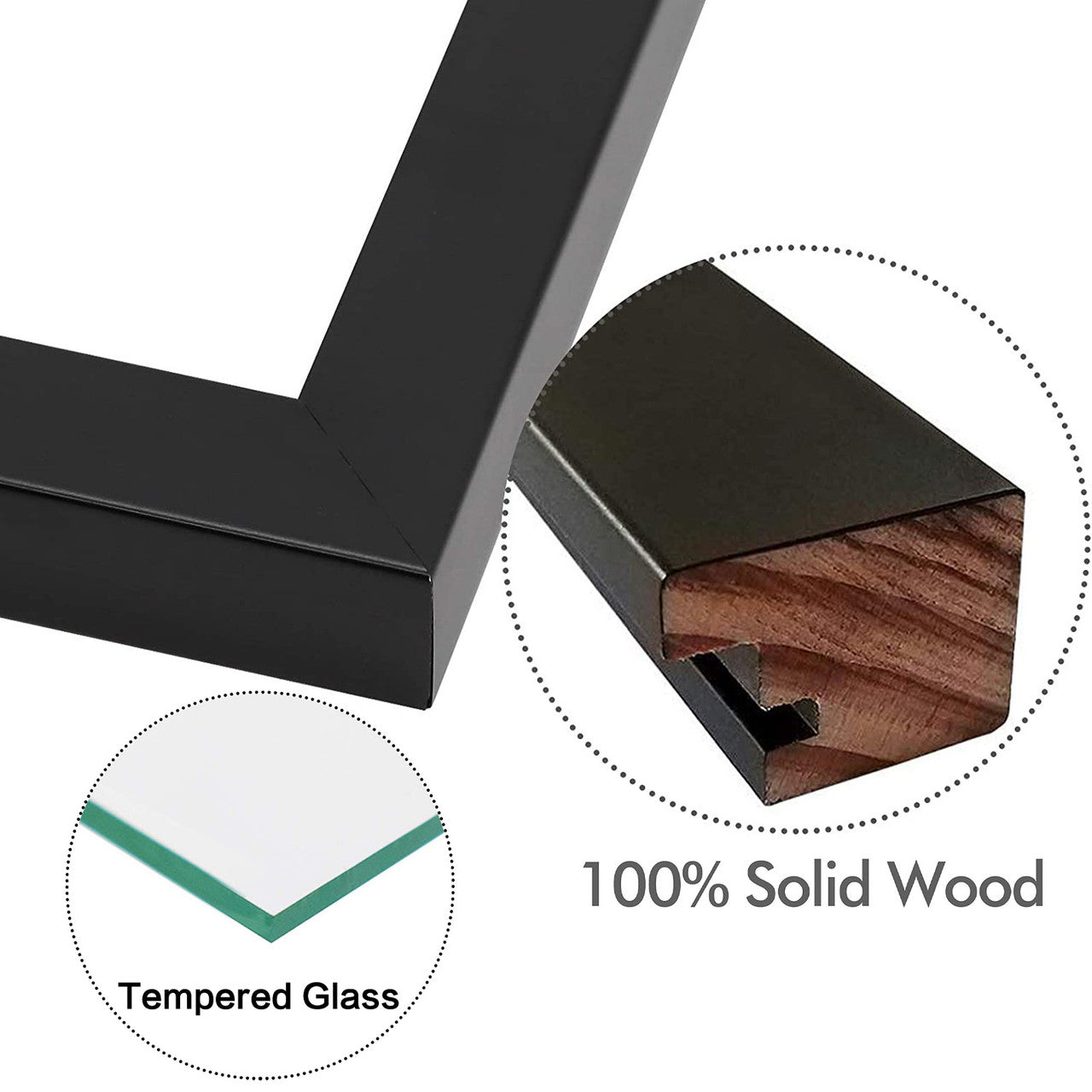 4X4 Wood Frames, Square Frames with Tempered Glass (9 Pcs per Box)