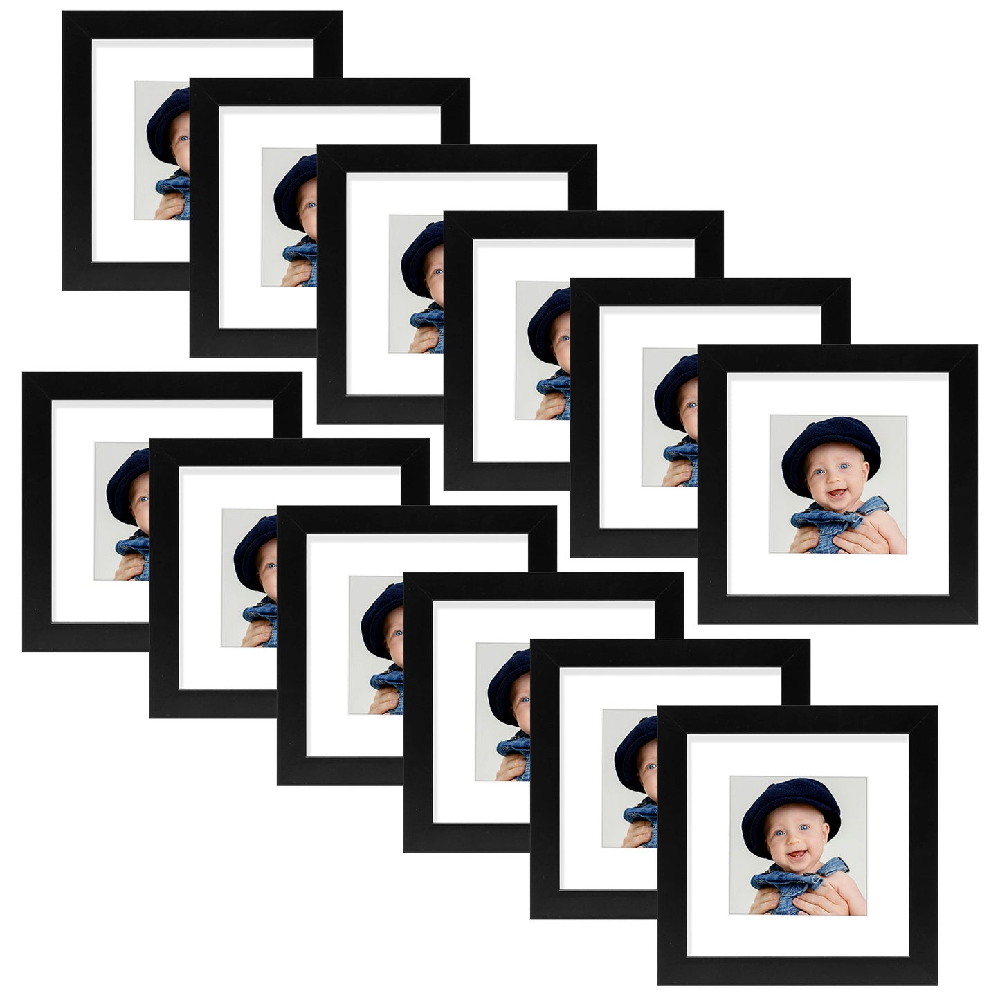 6x6 Wood Frame for 4x4 Picture 12 Pack Black