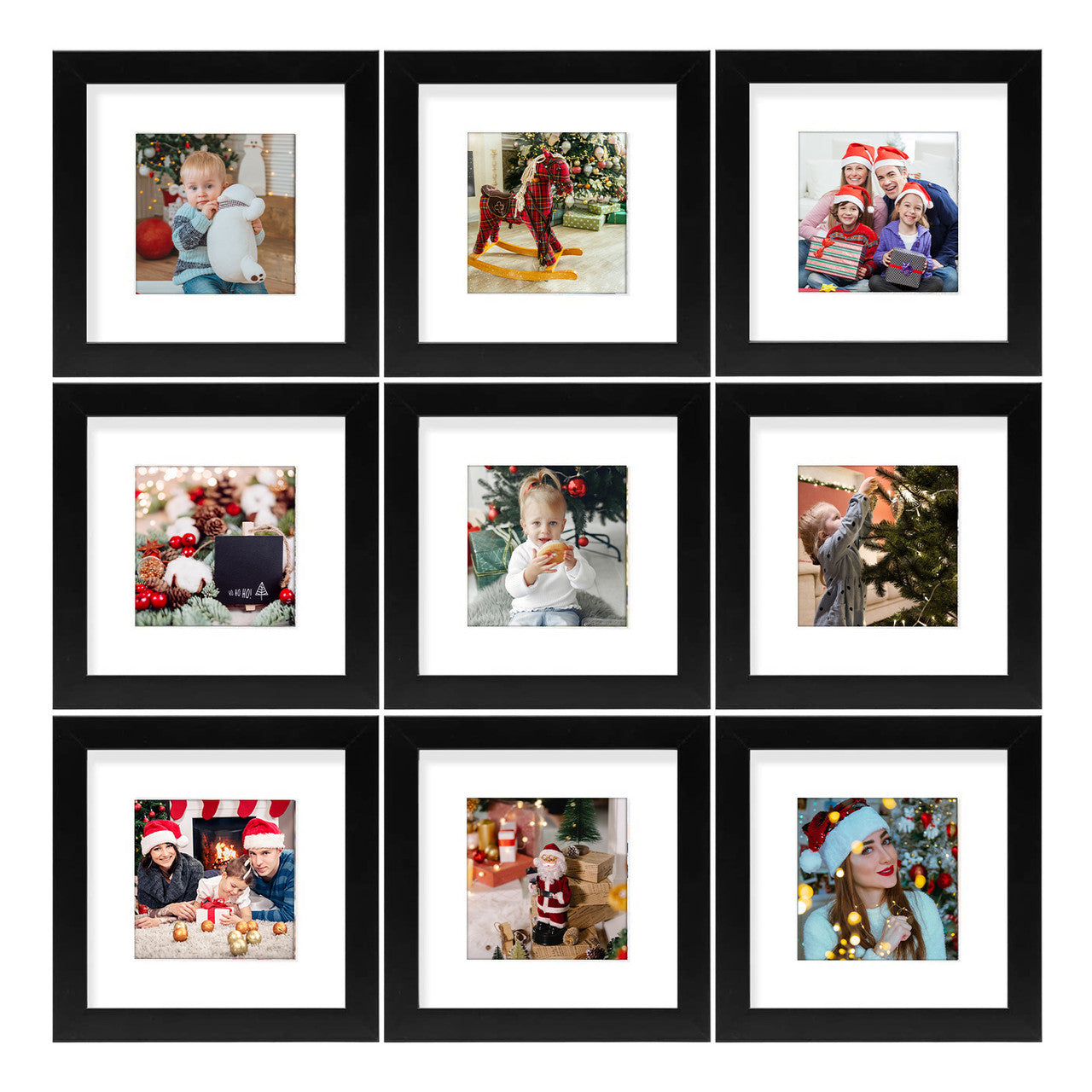 6x6 Wood Frame for 4x4 Picture 9 Pack Black