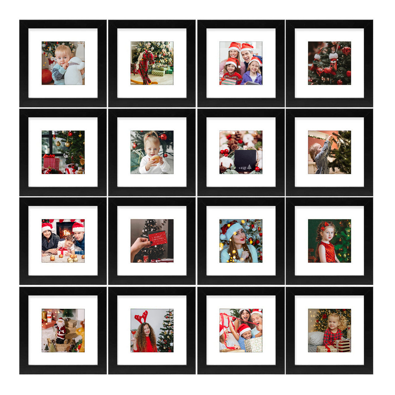 6x6 Wood Frame for 4x4 Picture 16 Pack Black