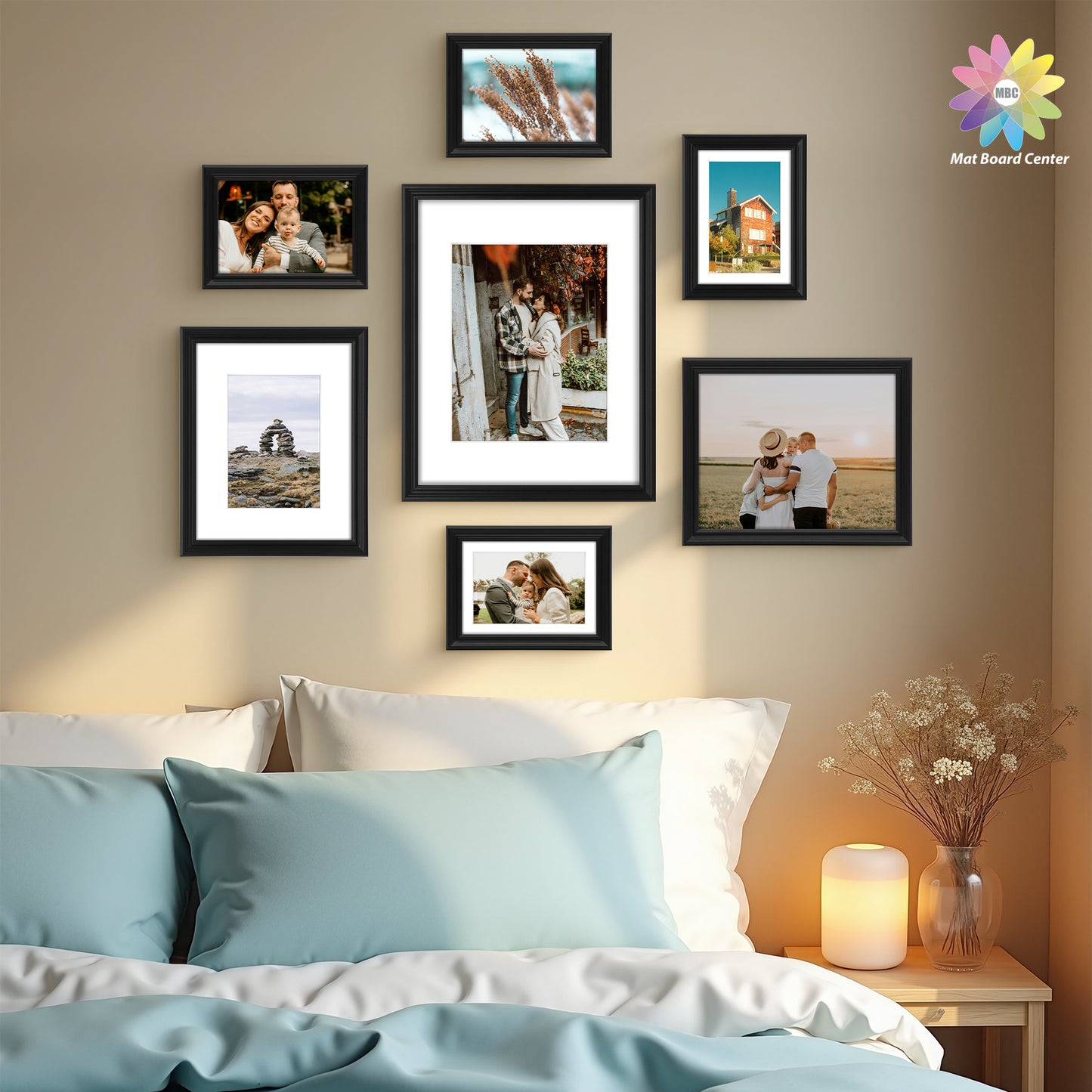 Clearance Wall Gallery Photo Wood Frames with White Mat and Real Glass-(21 Pcs Per Box)