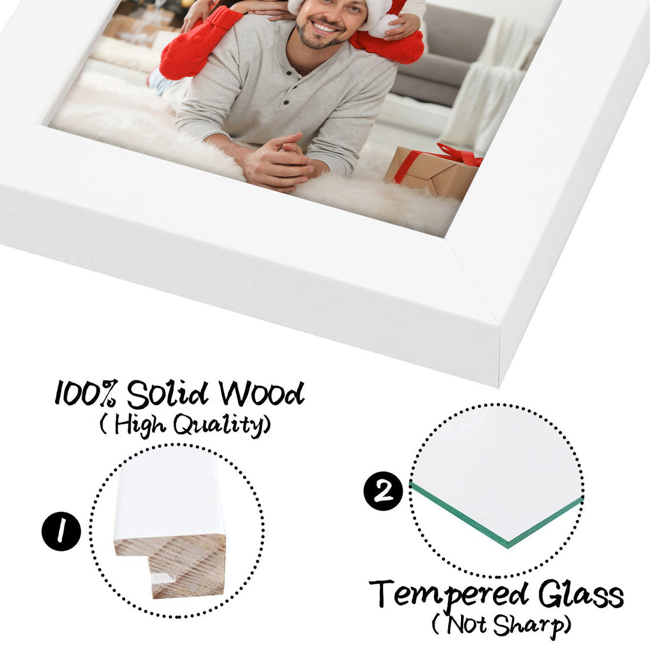 4X4 Wood Frames, Square Frames with Tempered Glass (9 Pcs per Box)