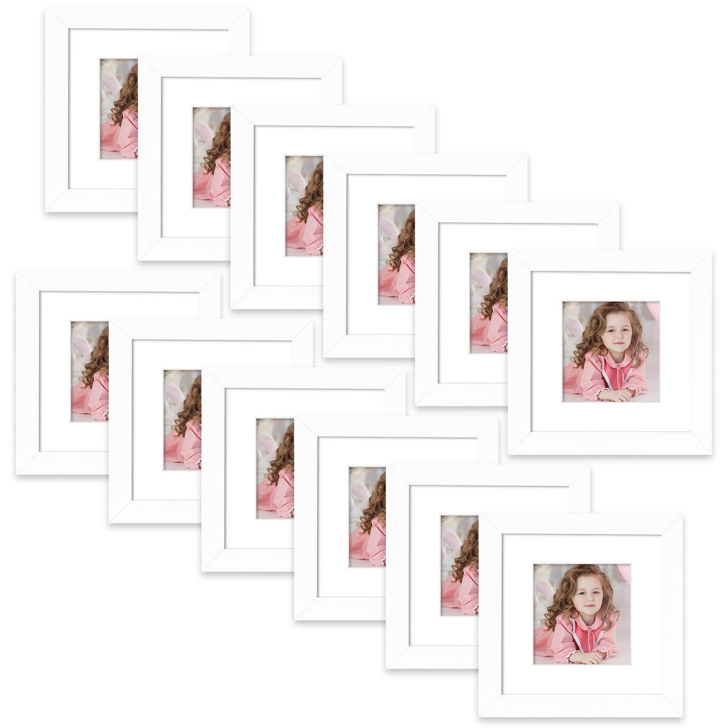 6x6 Wood Frame for 4x4 Picture 12 Pack White