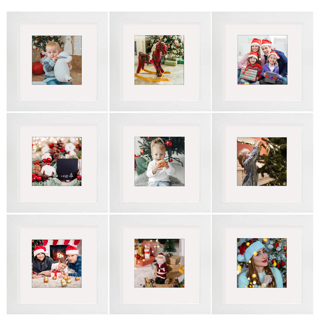 6x6 Wood Frame for 4x4 Picture 9 Pack White