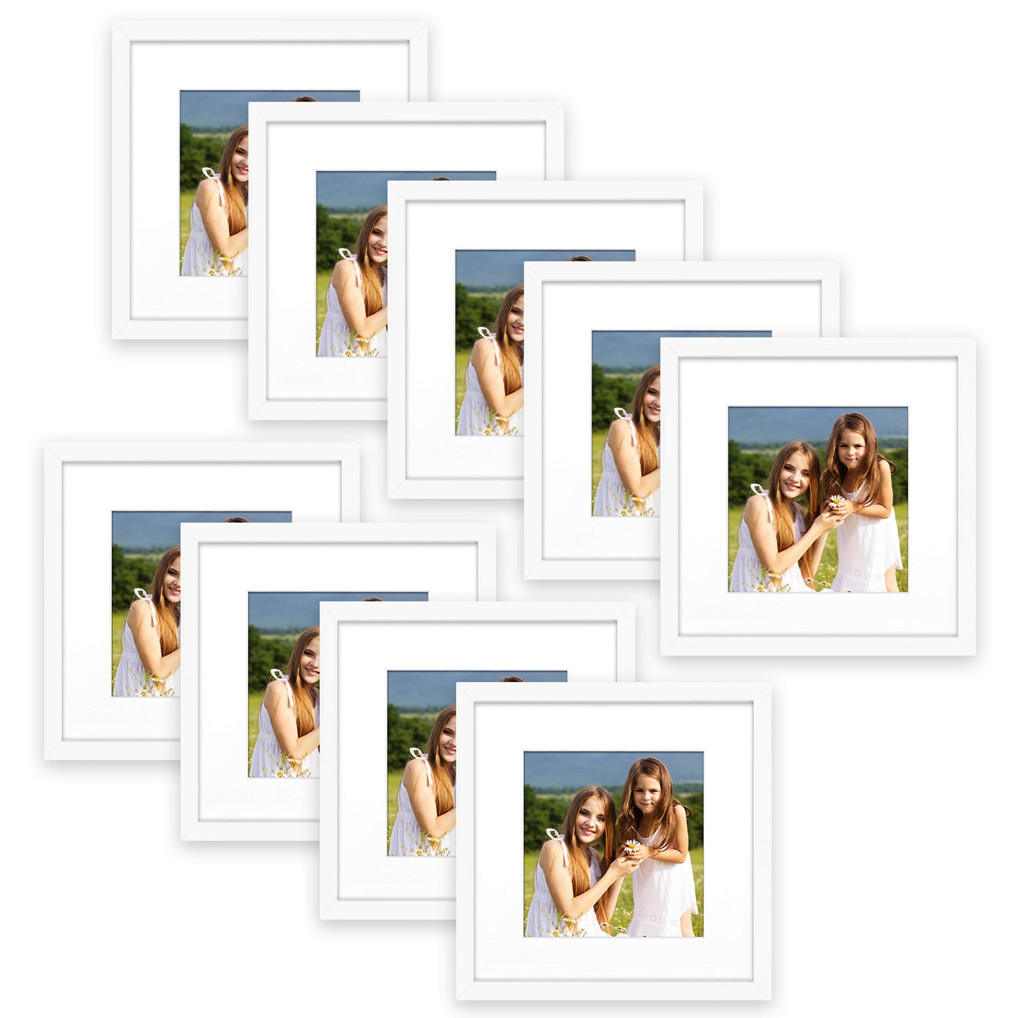 12x12 Wood Frame for 8x8 Picture Smooth Finish (9 Pcs per Box) White