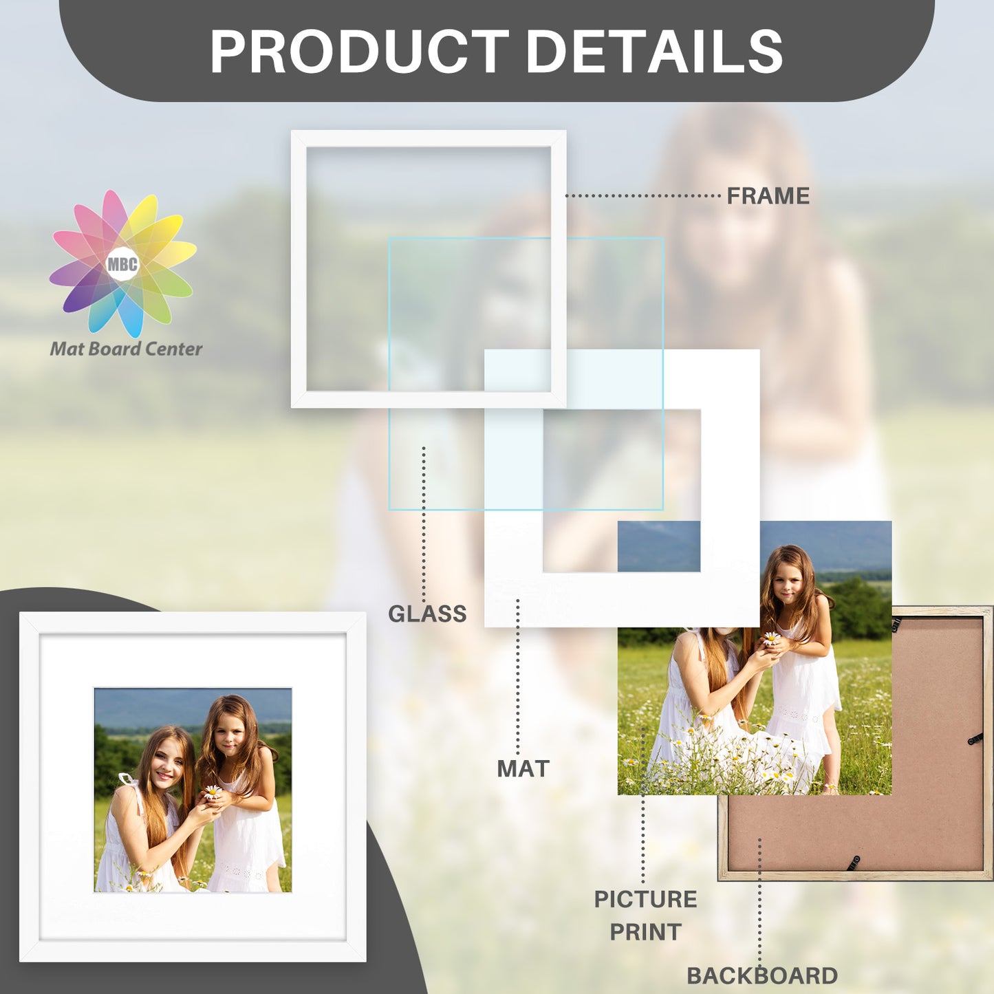 12x12 Wood Frame for 8x8 Picture Smooth Finish (9 Pcs per Box)