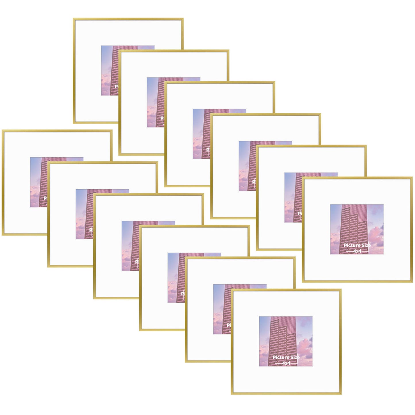 8x8 Aluminum Frame for 4x4 Picture (12 Pcs per Box) Gold