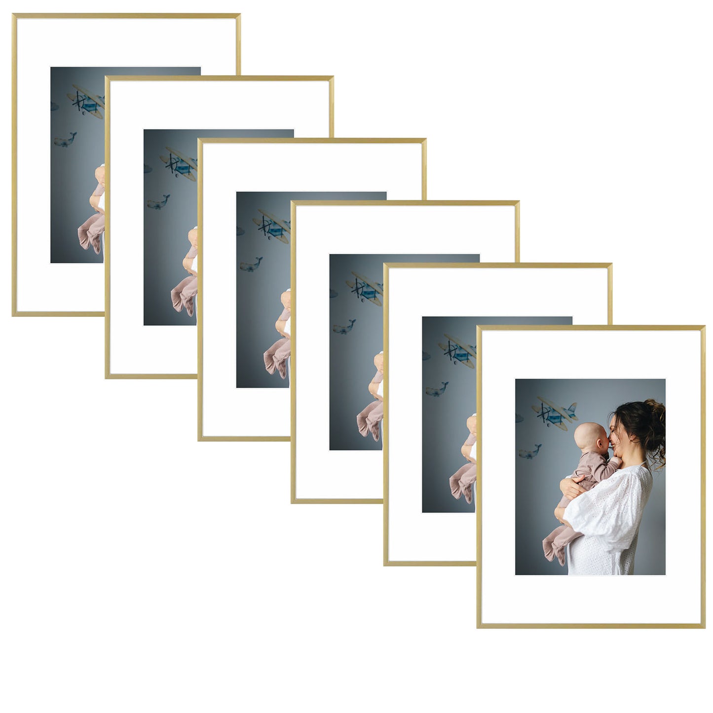 12x16 Aluminum Frame for 8.5x11 Picture (6 Pcs per Box) Gold