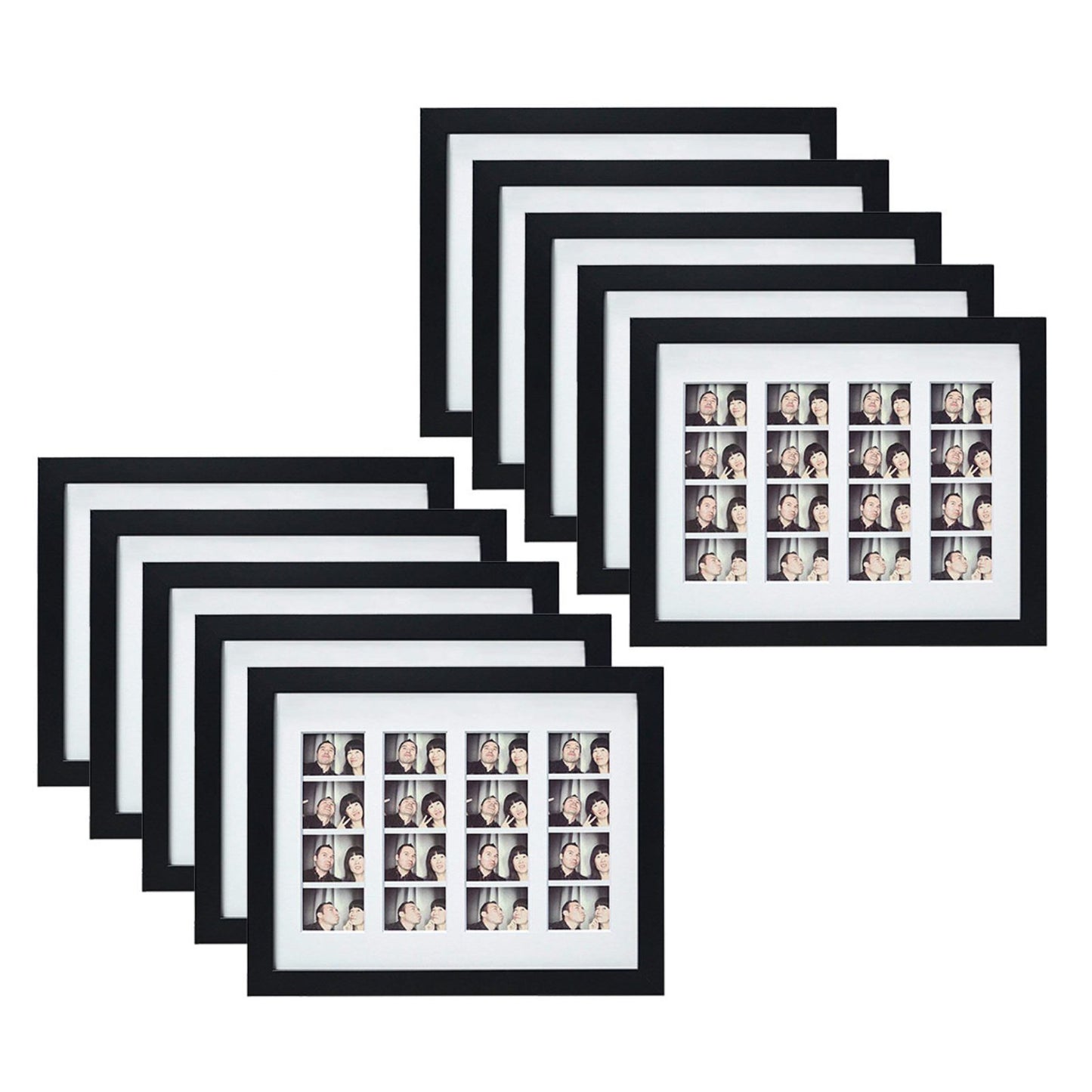 8.5x11 Wood Frame for Four 2x6 Pictures Black (10 Pcs per Box)
