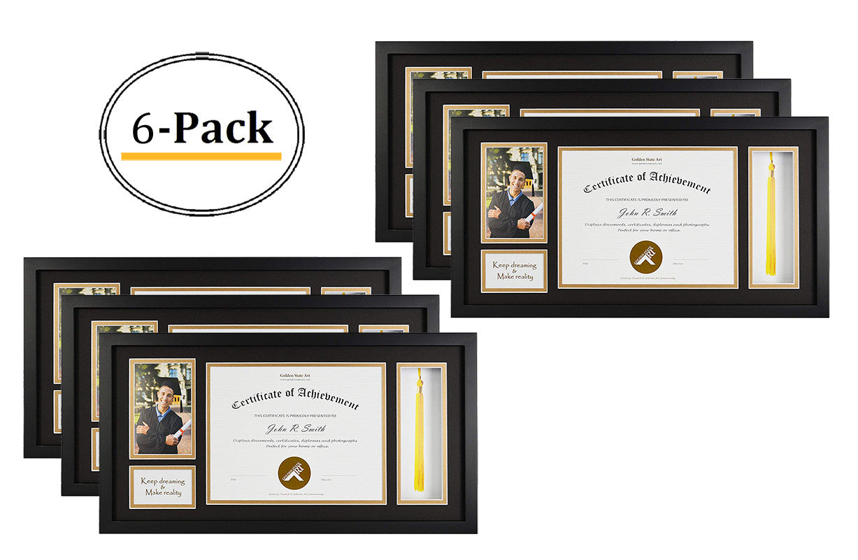 11x22 Frame for 8.5x11 and 4x6 Picture Black Wood, Solid Smooth (6 Pcs per Box)