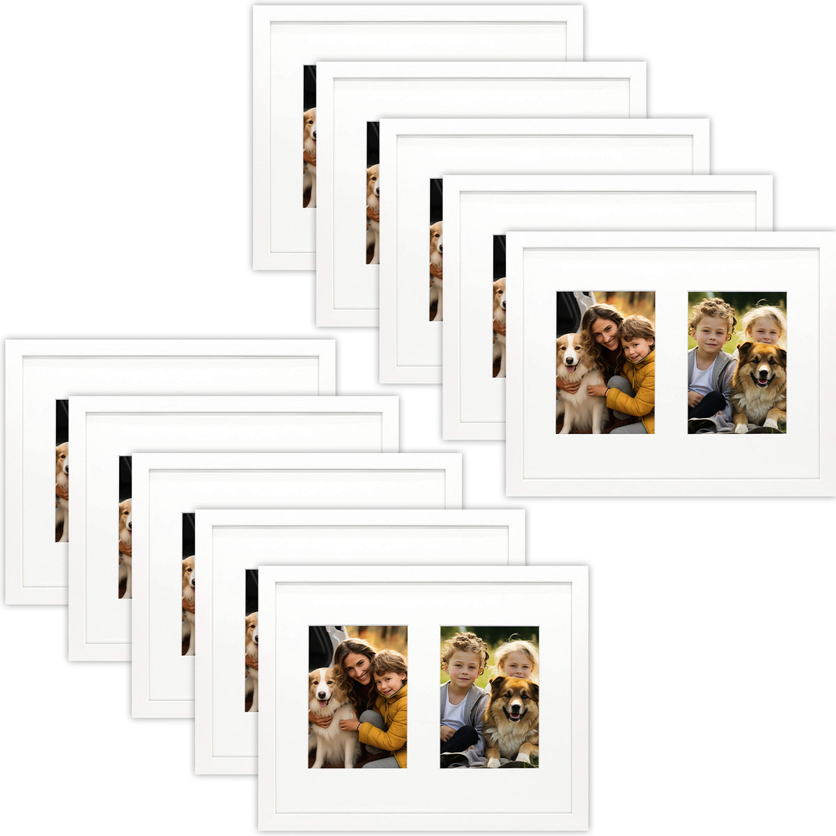 11x14 Collage Picture Frame for Two 5x7 Picture (10 Pcs per Box) White