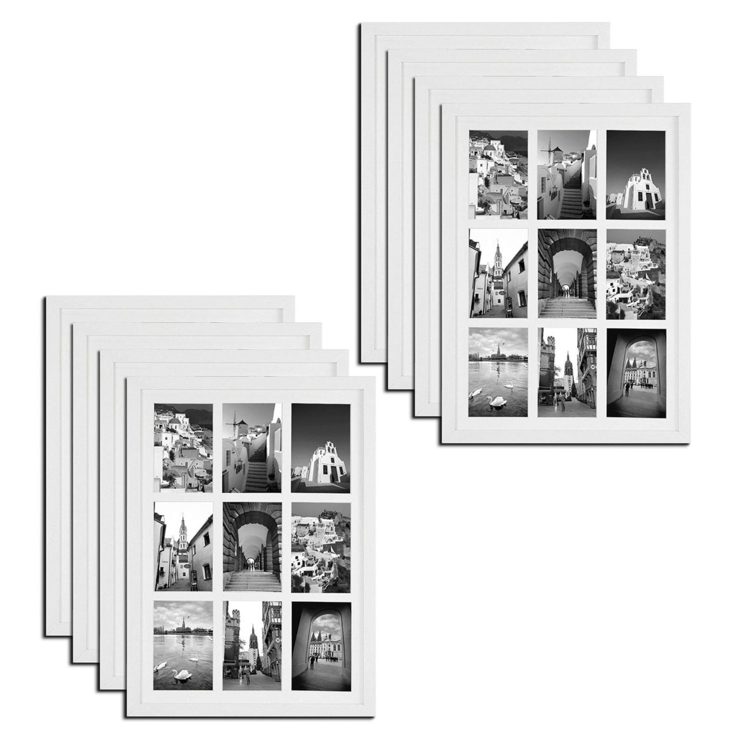 13.6x19.7 Wood Frame for Nine 4x6 Pictures White (8 Pcs per Box)