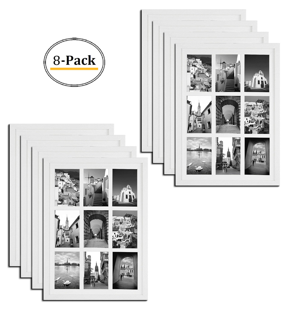 13.6x19.7 Wood Frame for Nine 4x6 Pictures White (8 Pcs per Box)