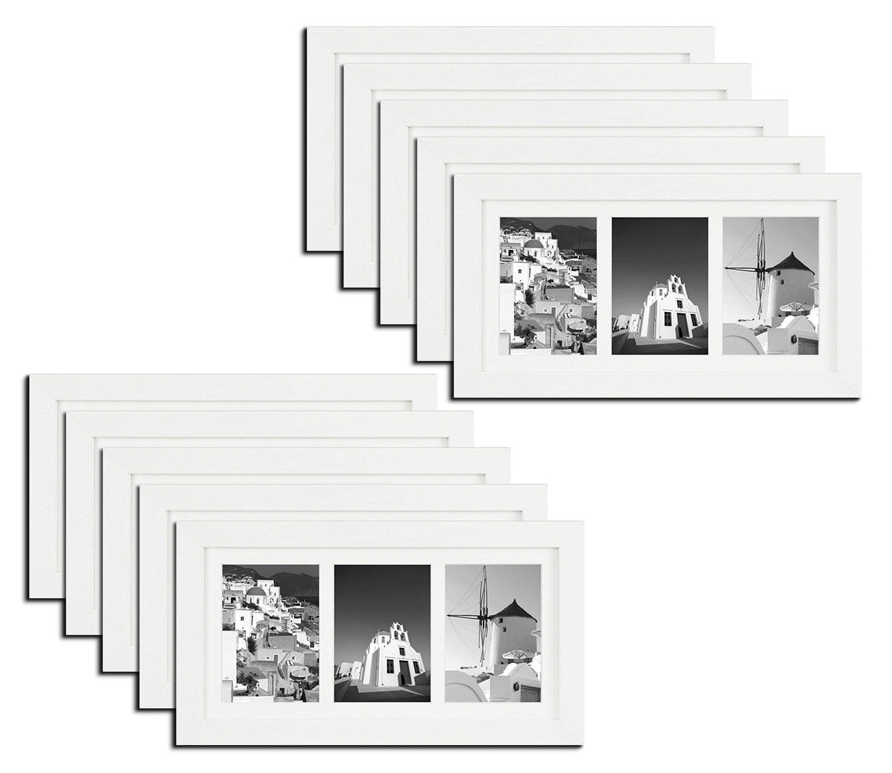 7x14 Collage Picture Frames for Three 4x6 Pictures Wood Frame(10 Pcs per Box) White